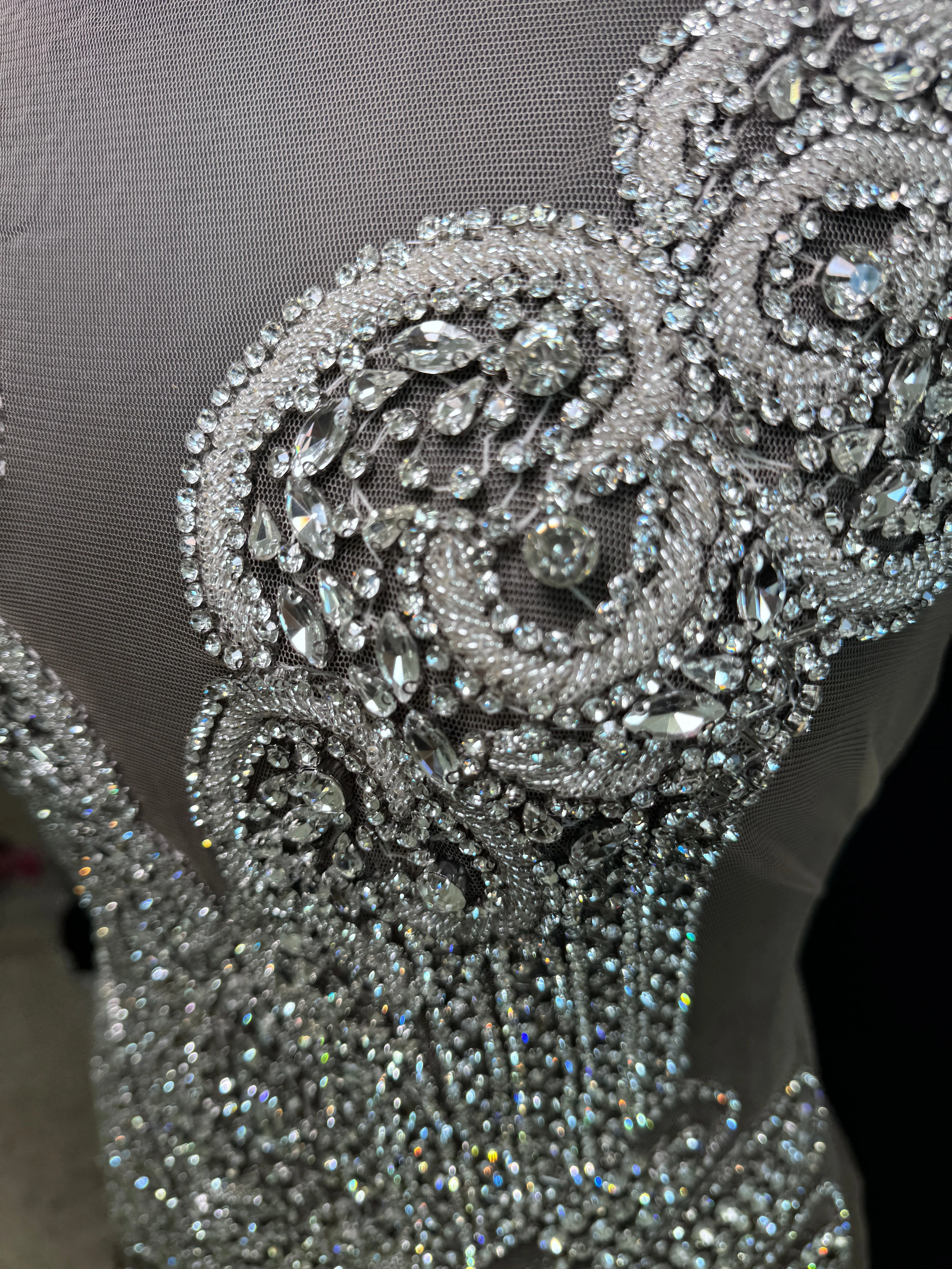Carla Silver Rhinestones Bodice Applique - Image 6
