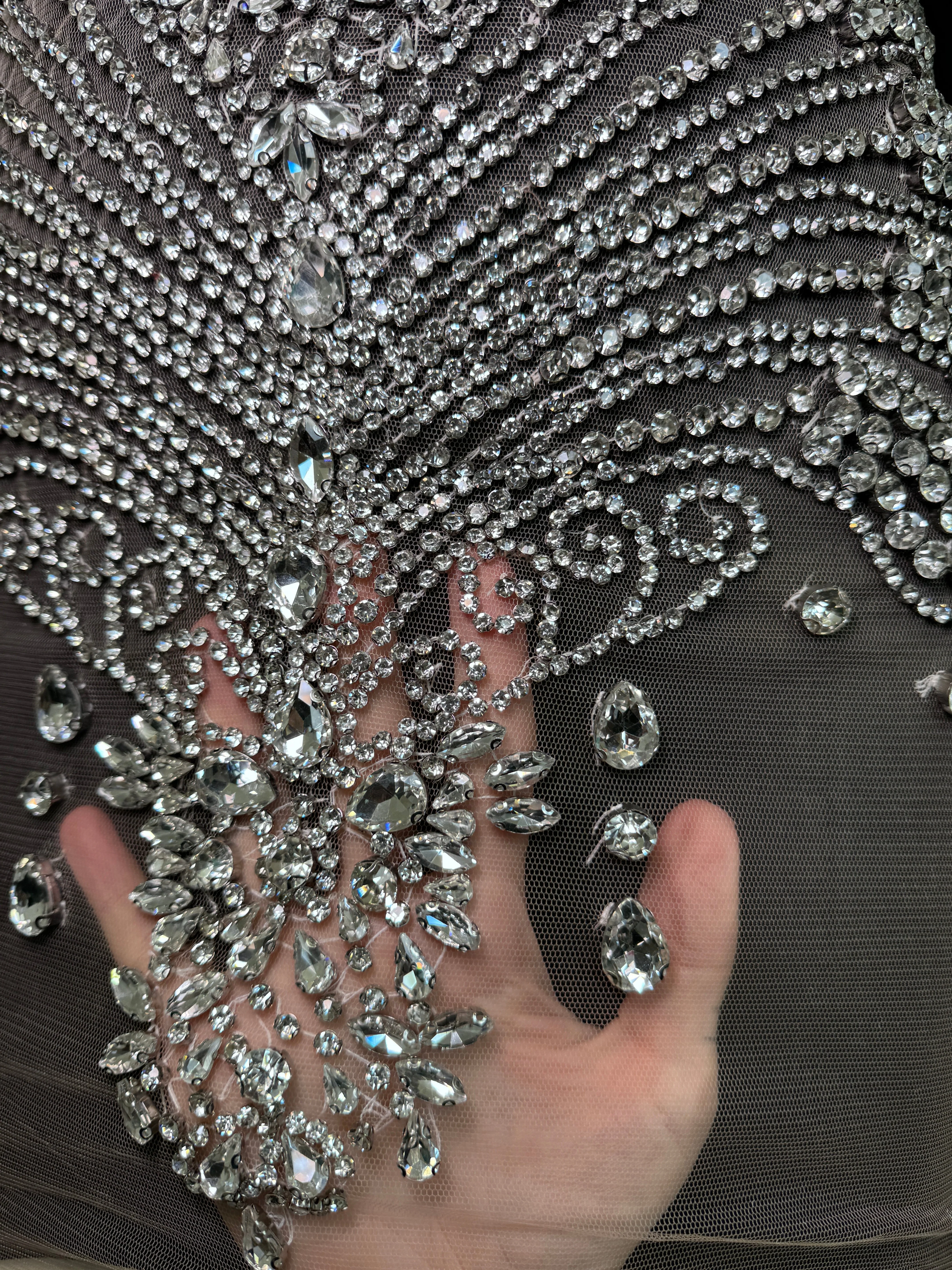 Carla Silver Rhinestones Bodice Applique - Image 7