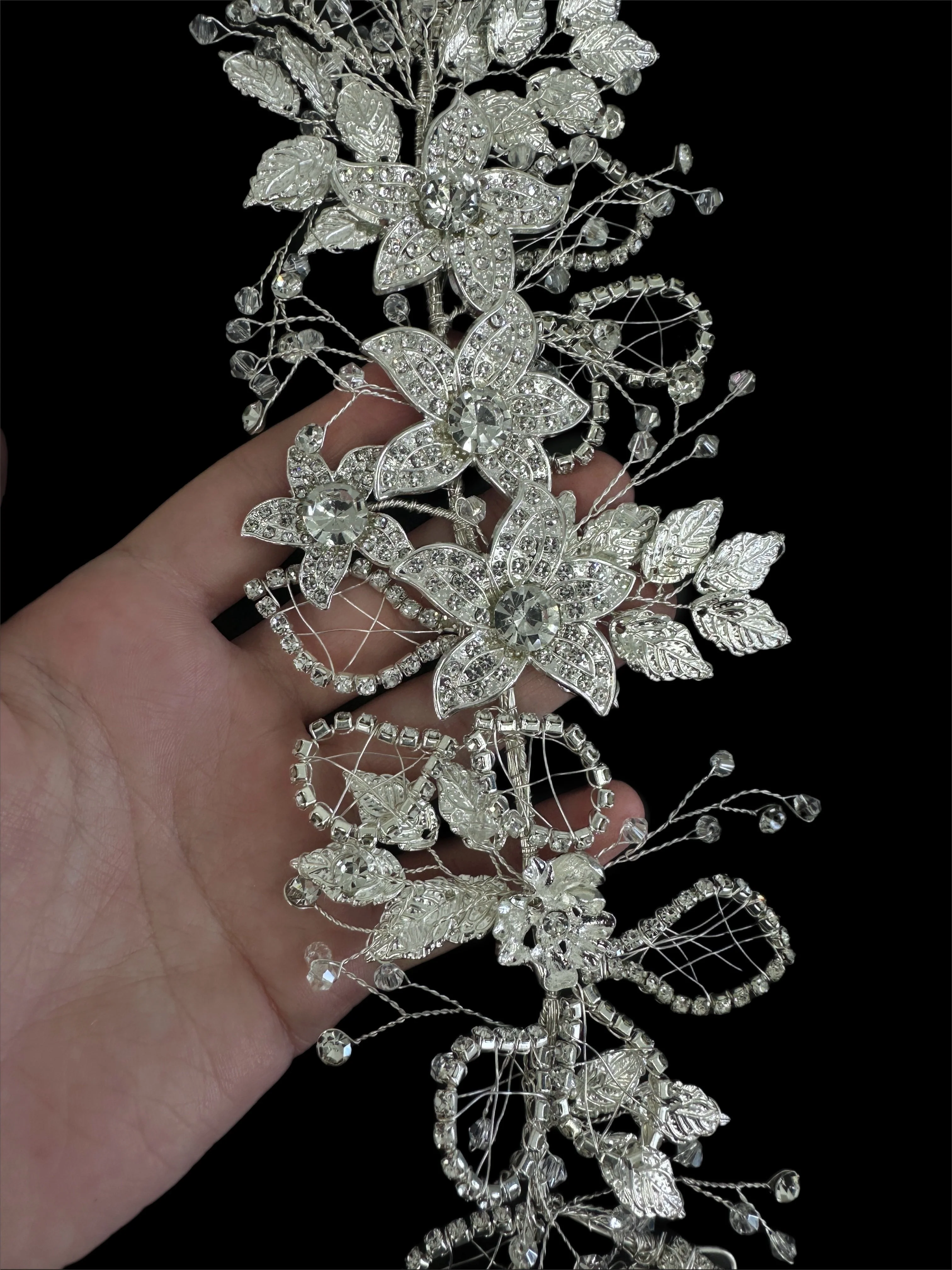 Katy Silver Rhinestone Applique - Image 4