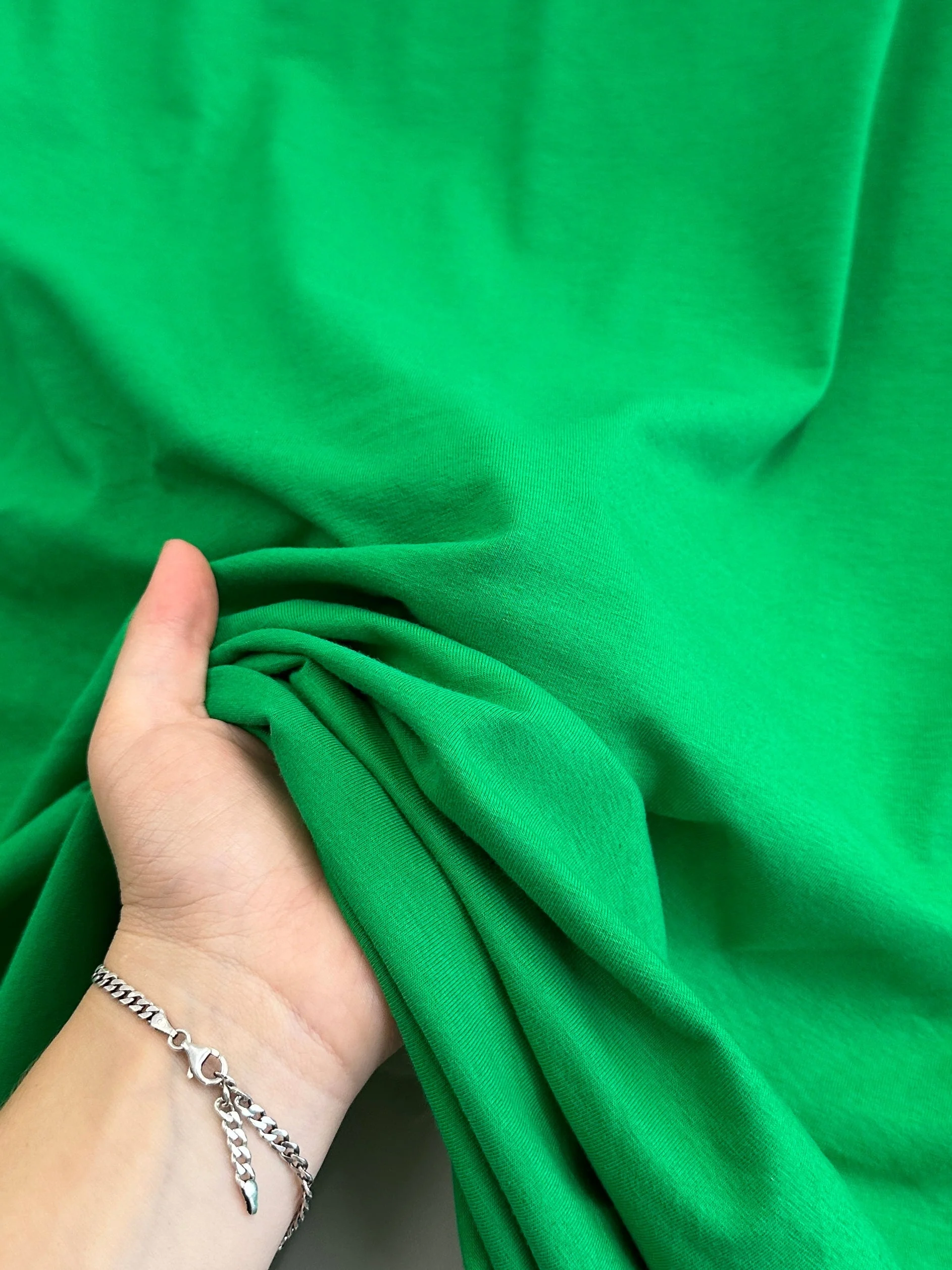 Kelly Green Cotton Jersey Knit - Image 3