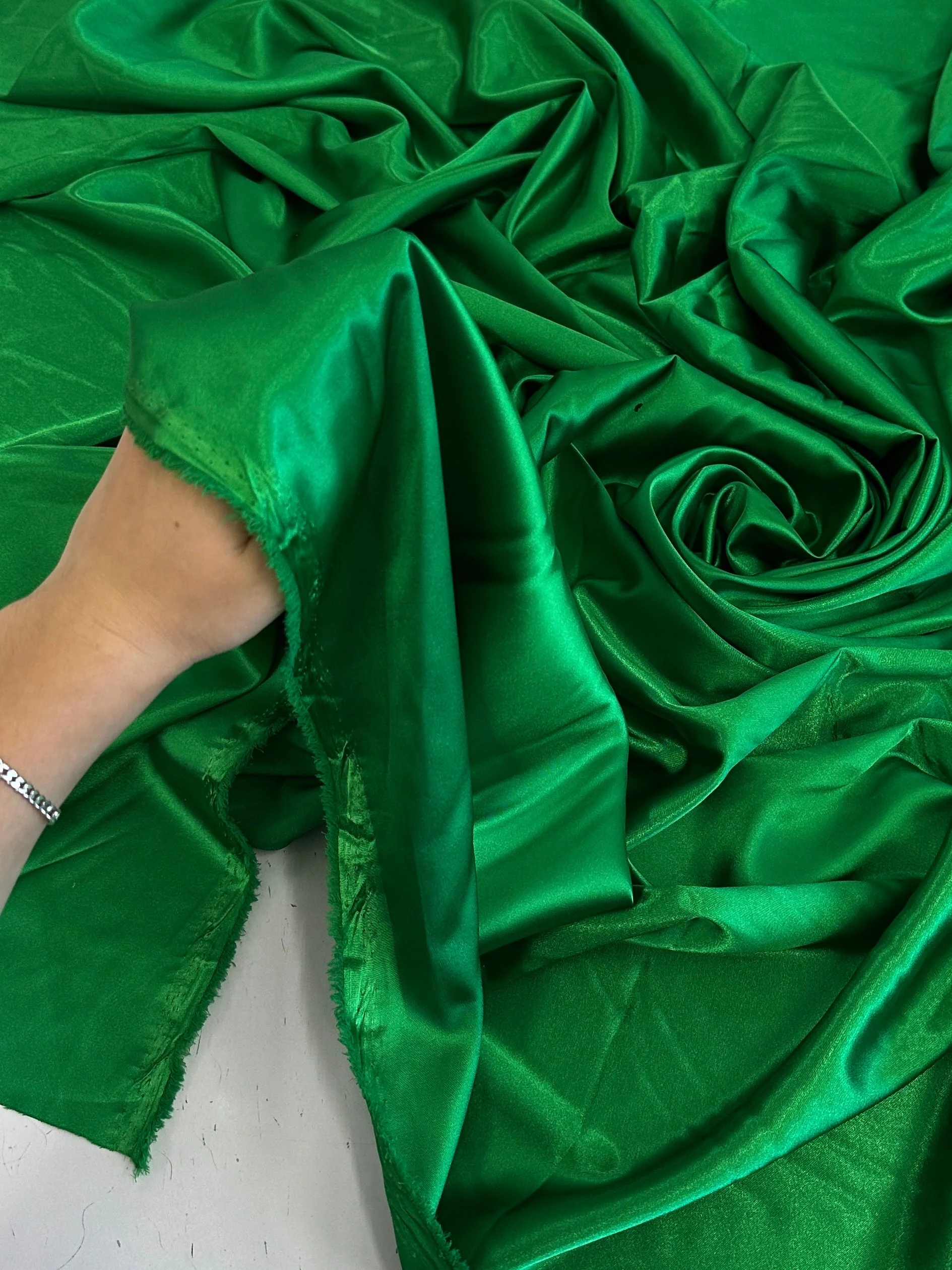 Kelly Green Luxury Silky Stretch Satin - Image 2