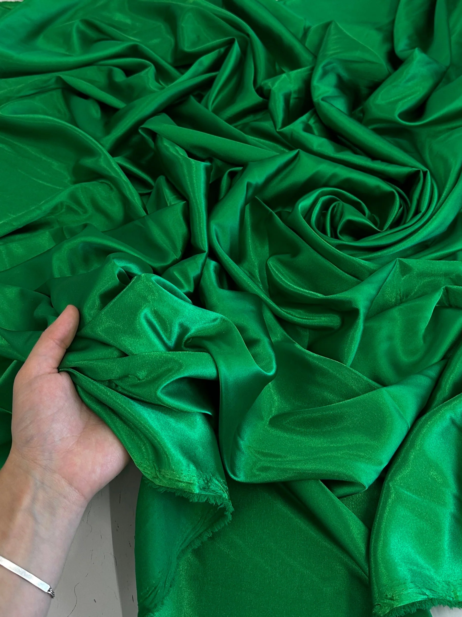 Kelly Green Luxury Silky Stretch Satin - Image 6