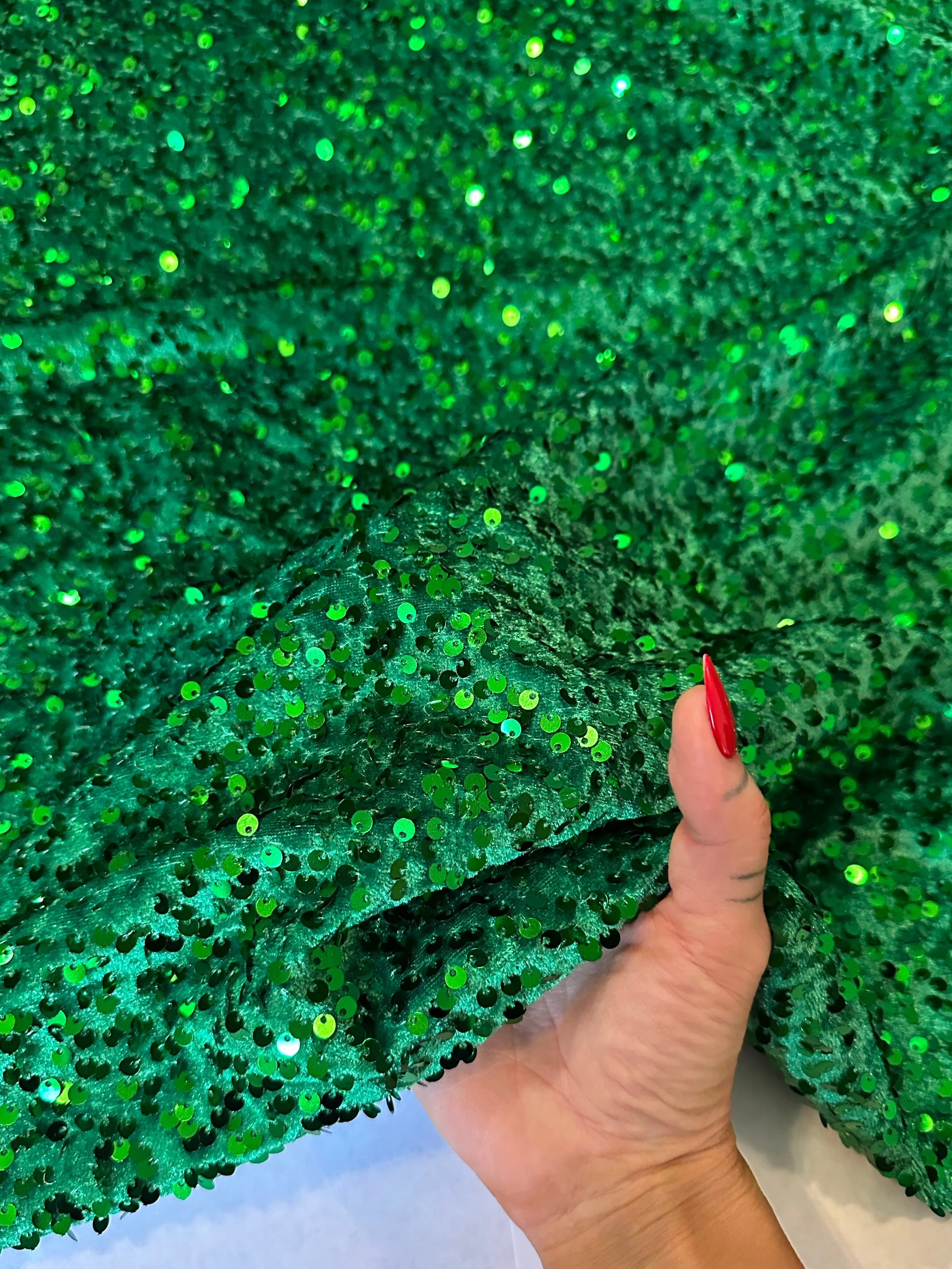 Kelly Green Sequins Velvet - Image 5