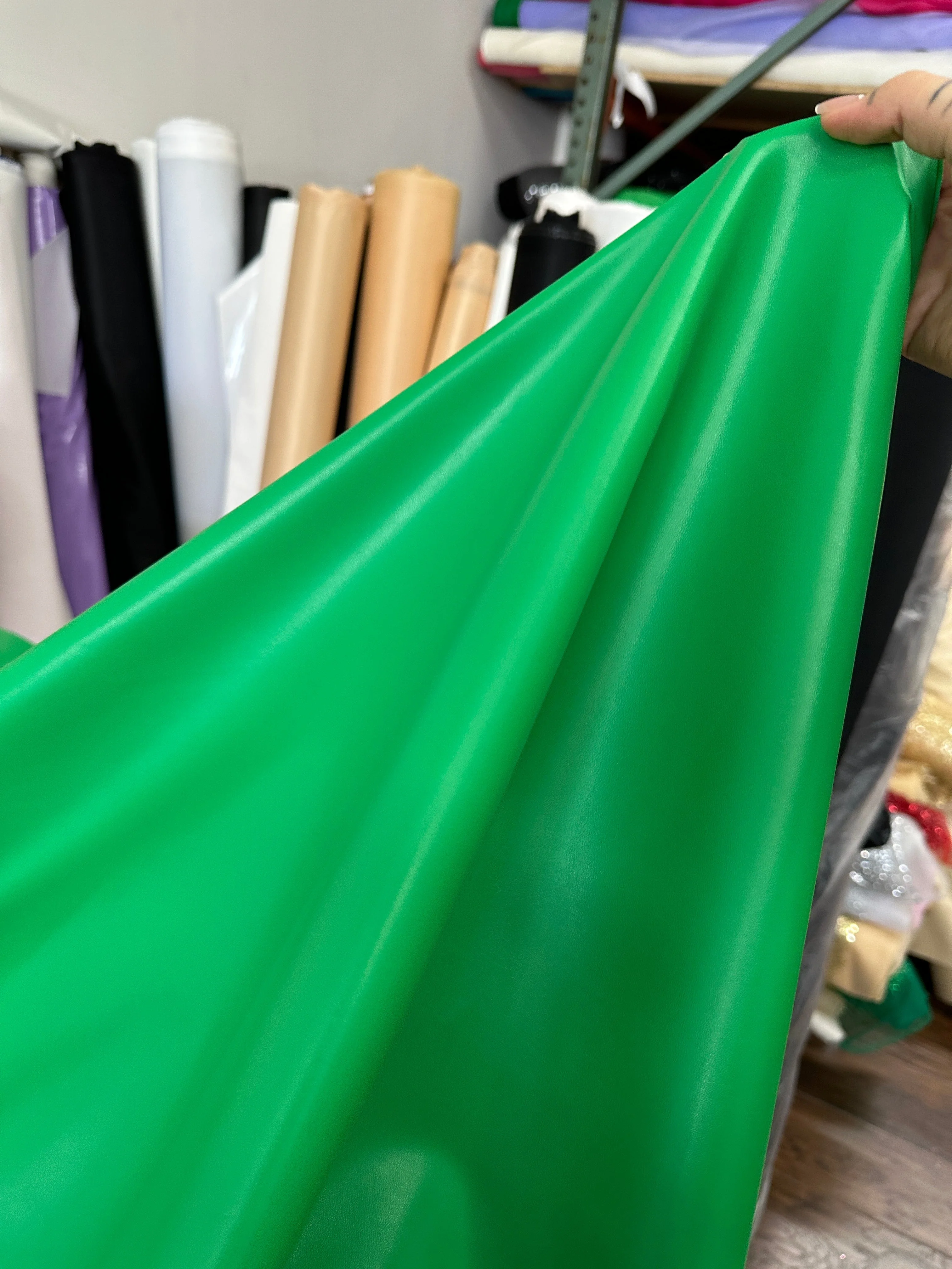 Kelly Green Stretch Faux Leather - Image 10