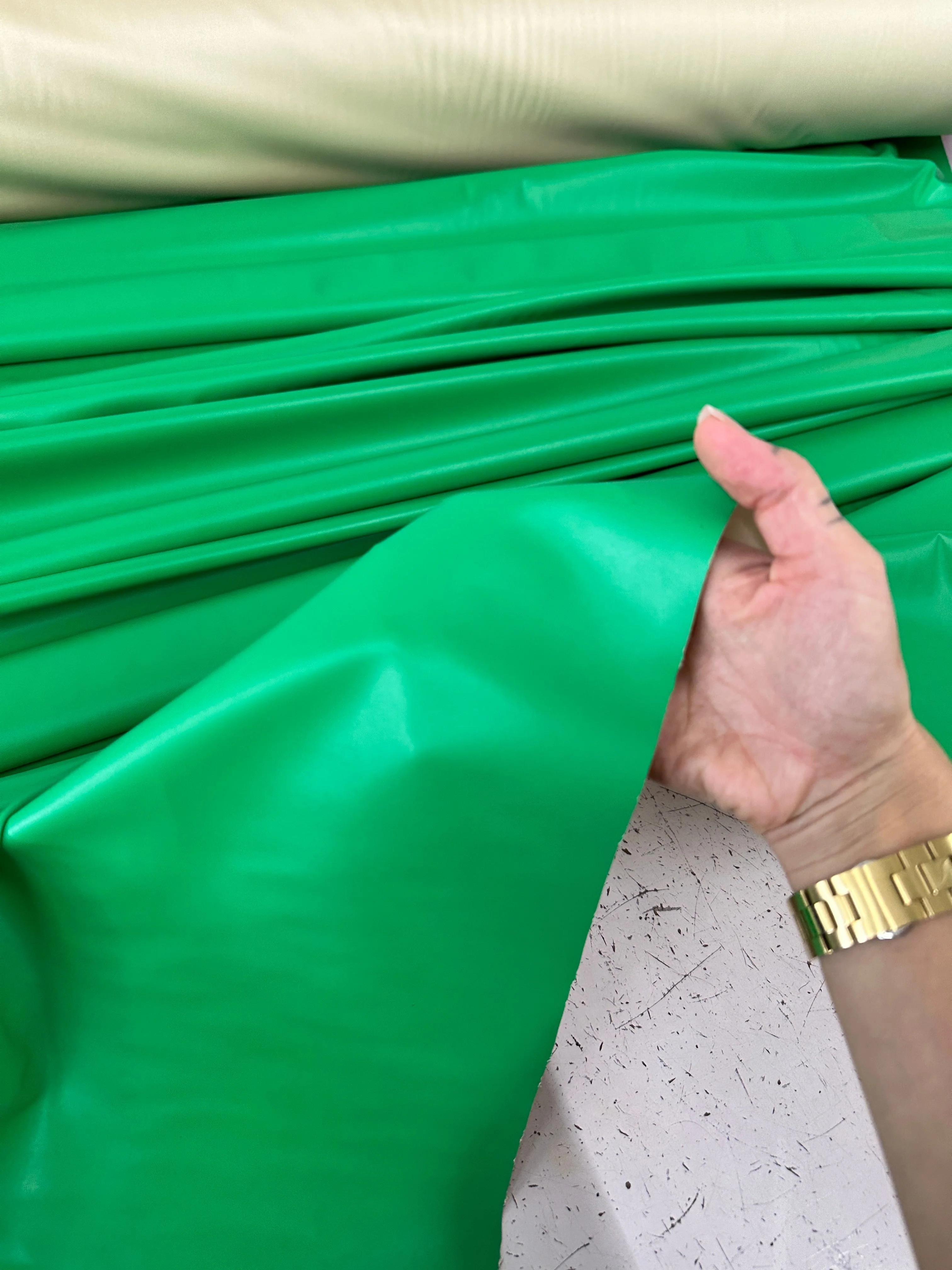 Kelly Green Stretch Faux Leather - Image 3