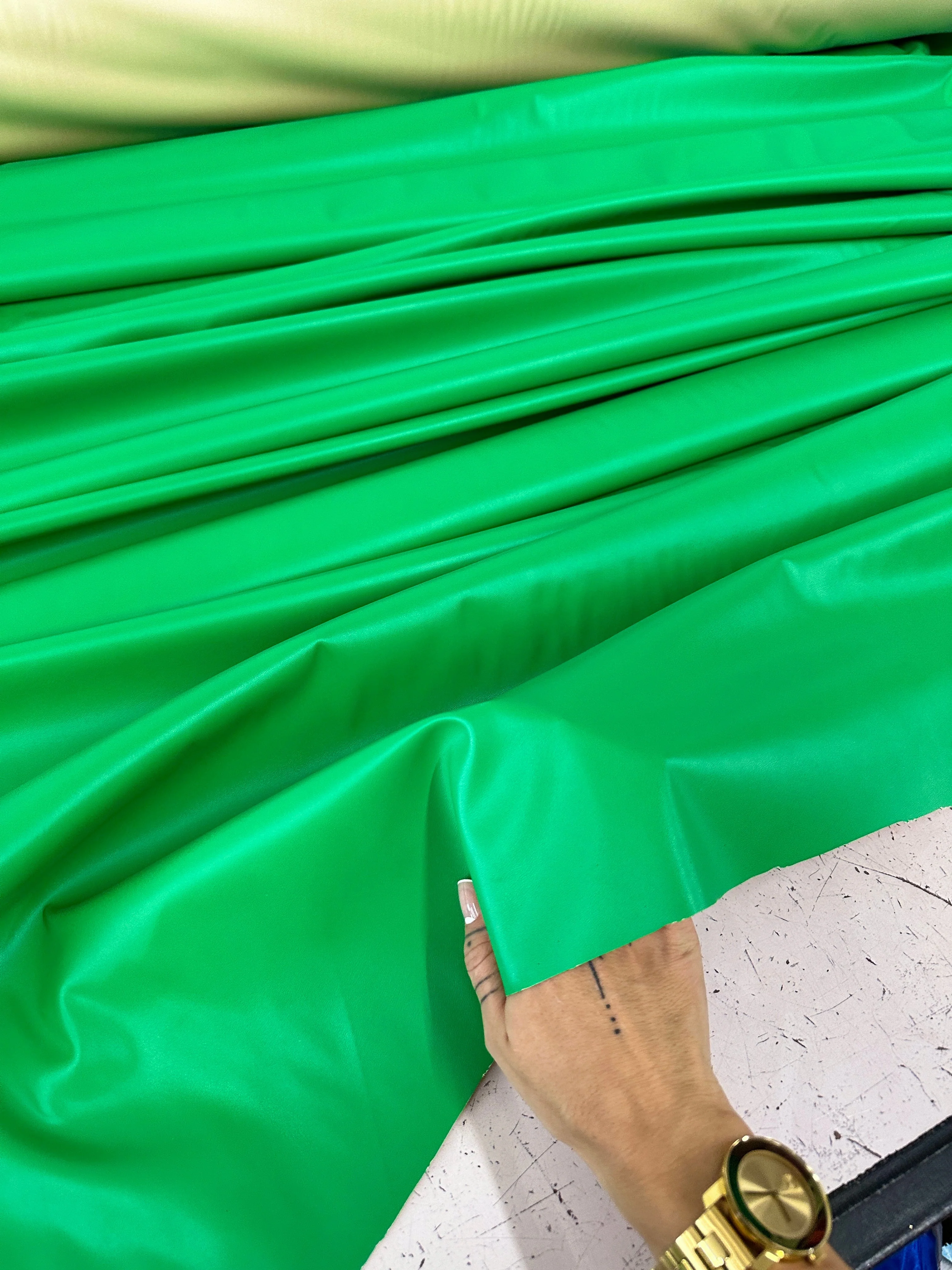 Kelly Green Stretch Faux Leather - Image 4