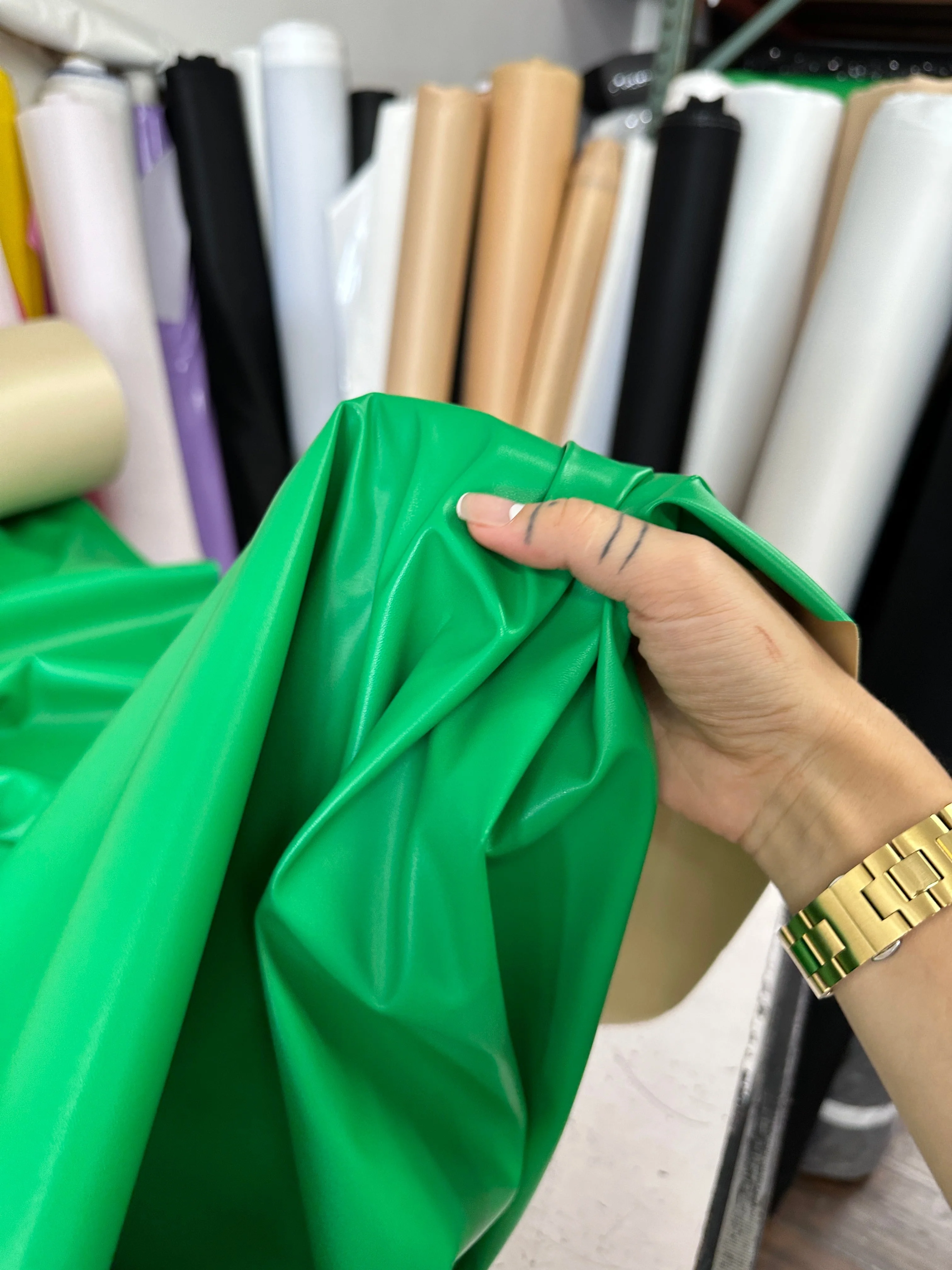 Kelly Green Stretch Faux Leather - Image 6