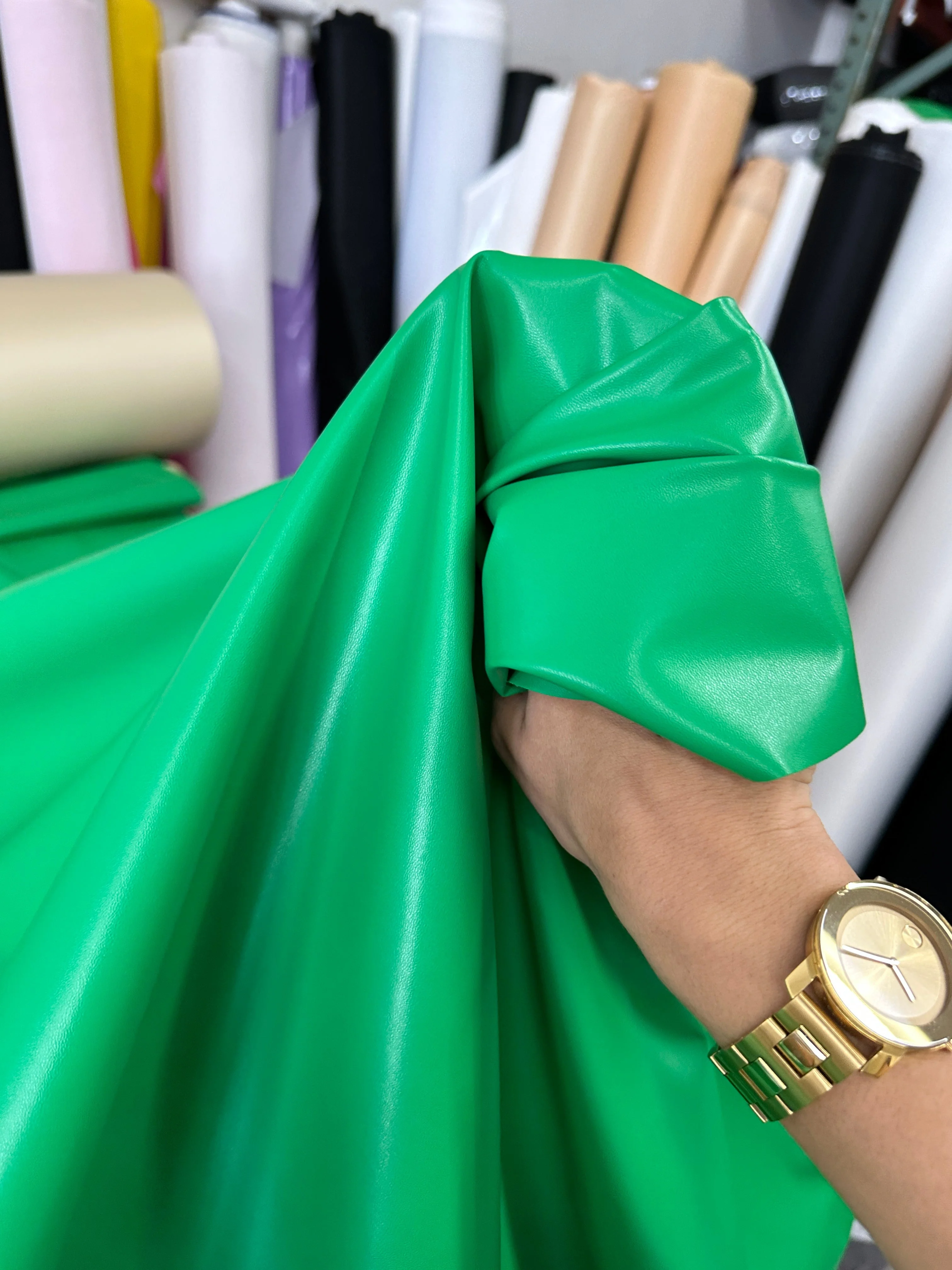 Kelly Green Stretch Faux Leather - Image 8