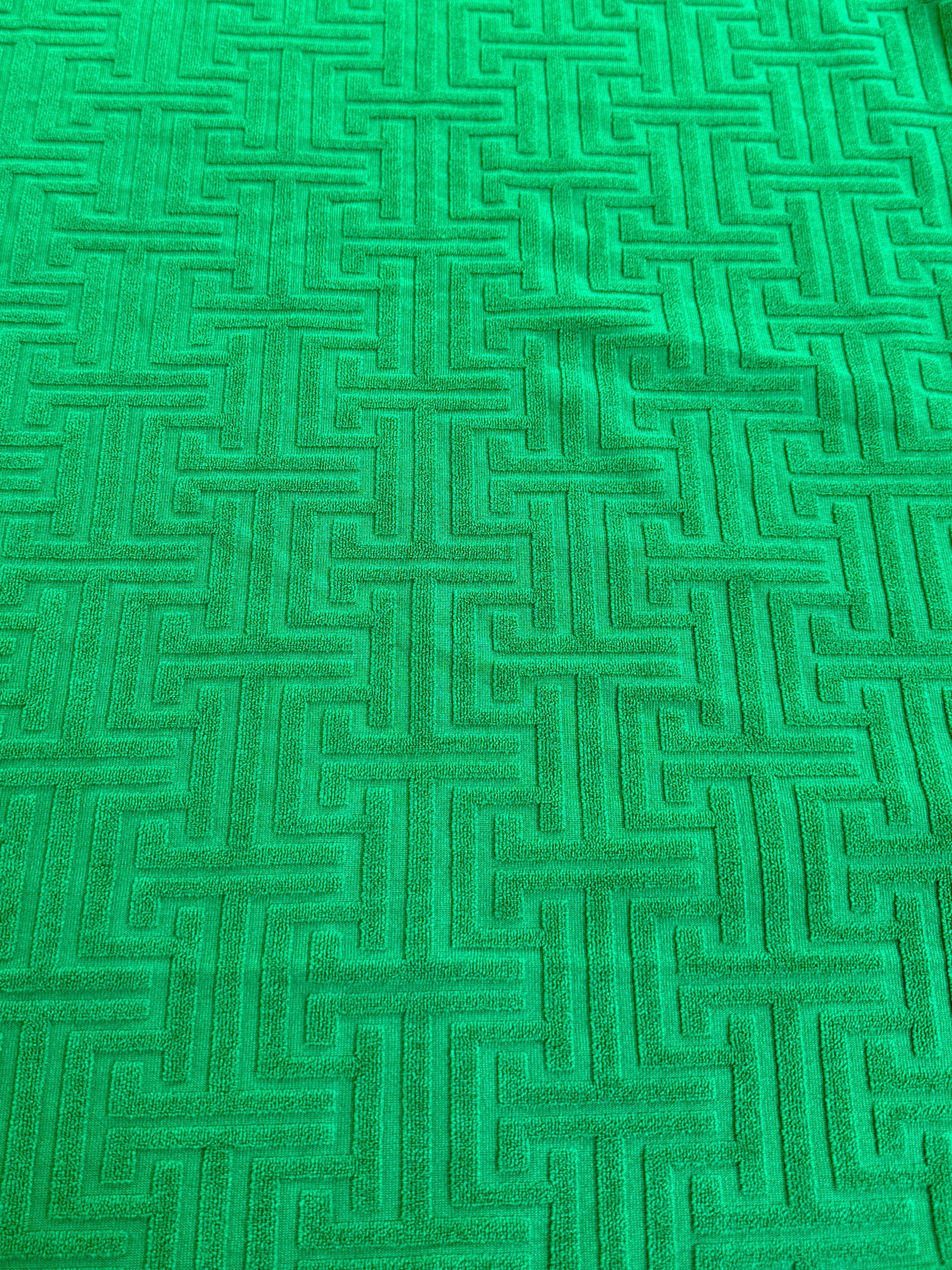 Kelly Green Textured Geometric Pattern Jersey Knit - Image 6