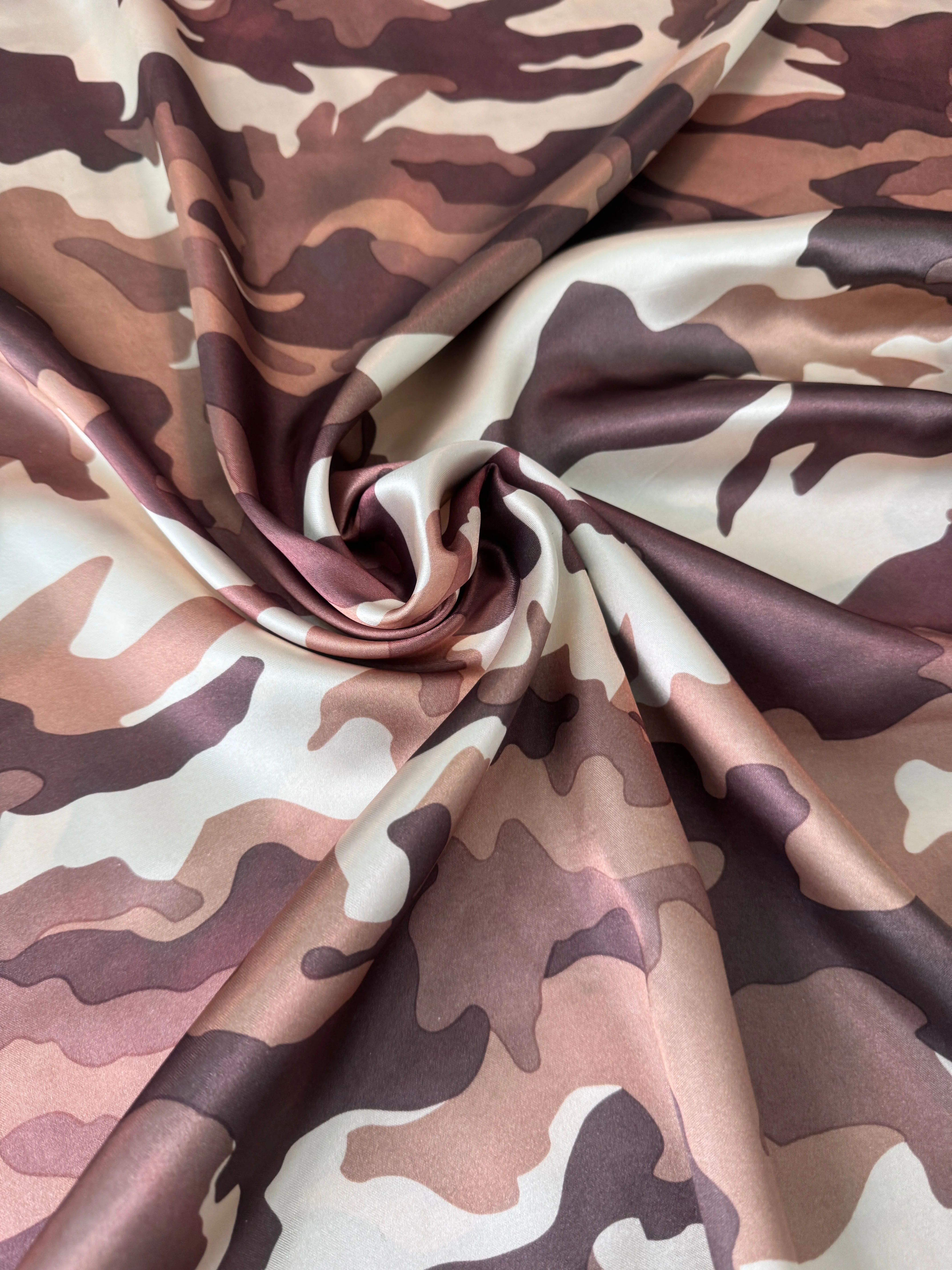 Khaki Camouflage Army Print Satin - Image 4