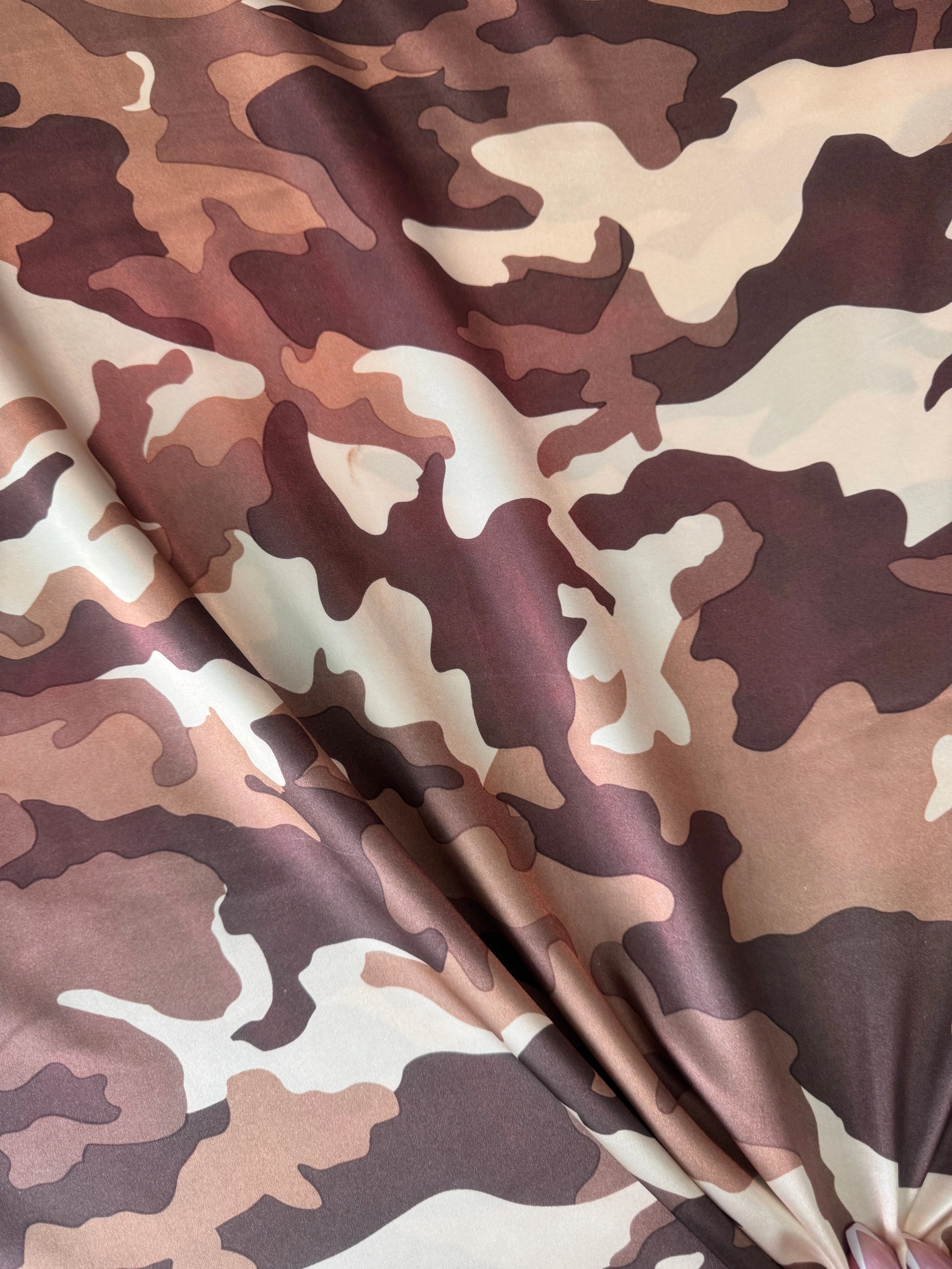 Khaki Camouflage Army Print Satin - Image 5