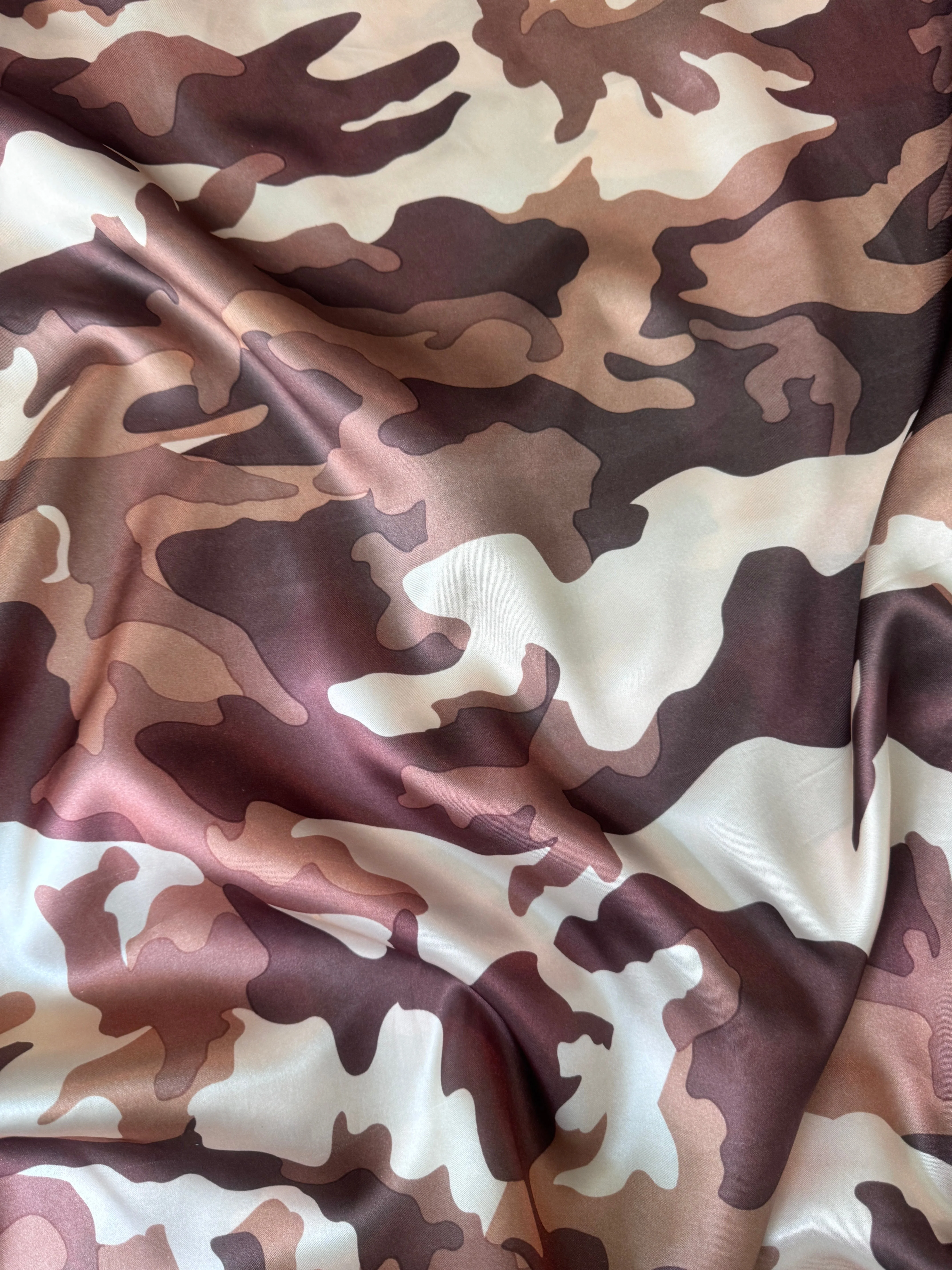Khaki Camouflage Army Print Satin - Image 7