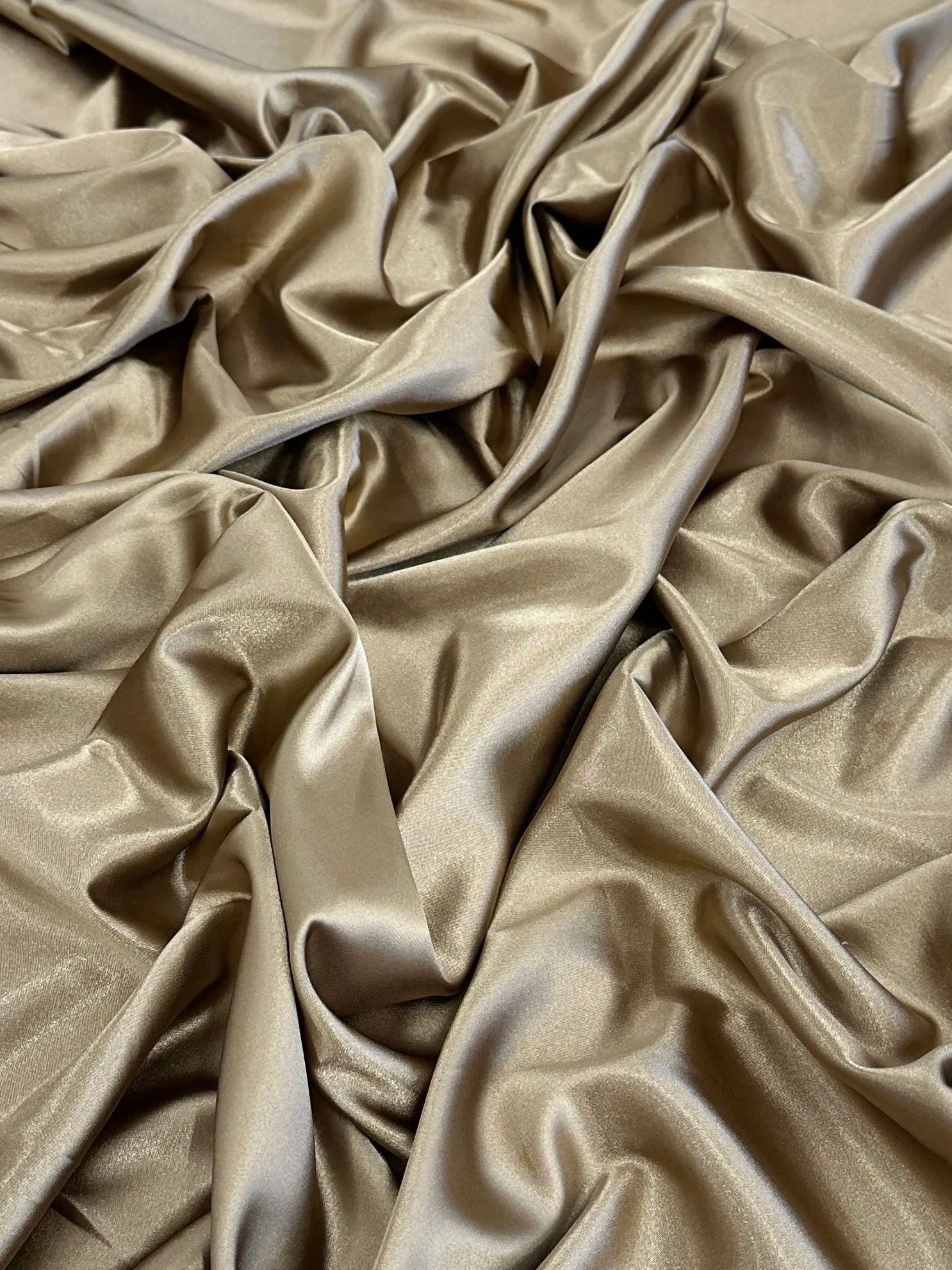 Khaki-Gold Luxury Silky Stretch Satin
