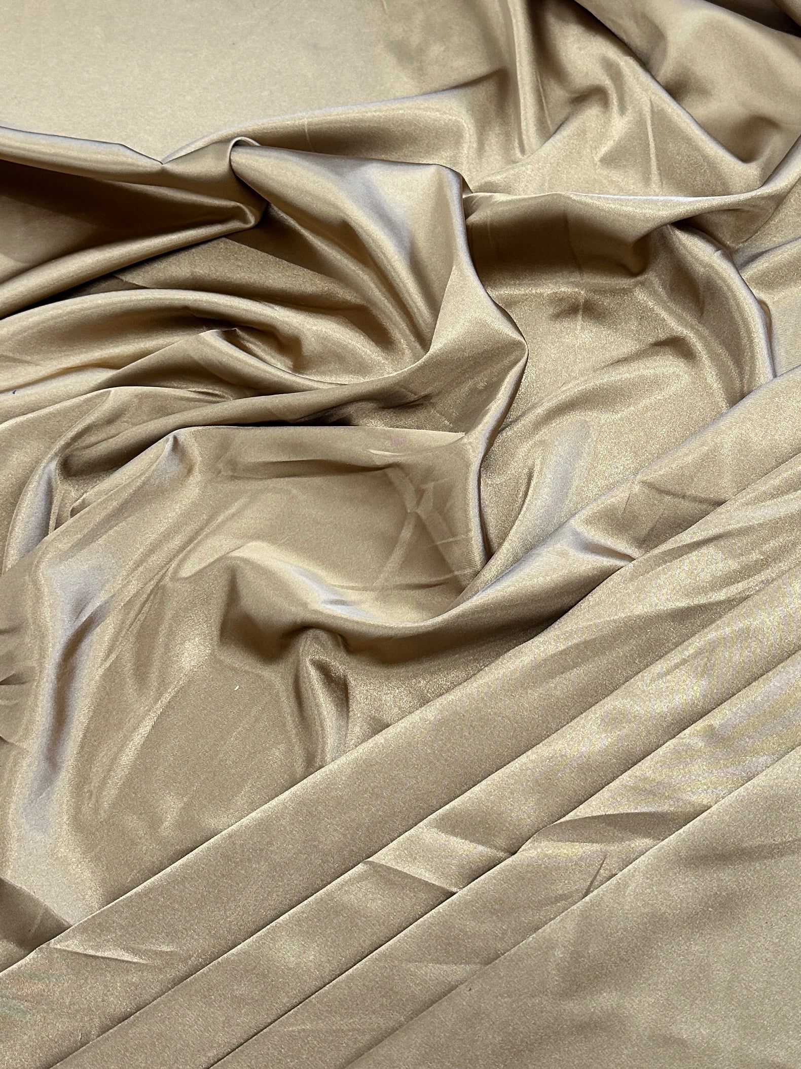 Khaki-Gold Luxury Silky Stretch Satin - Image 3
