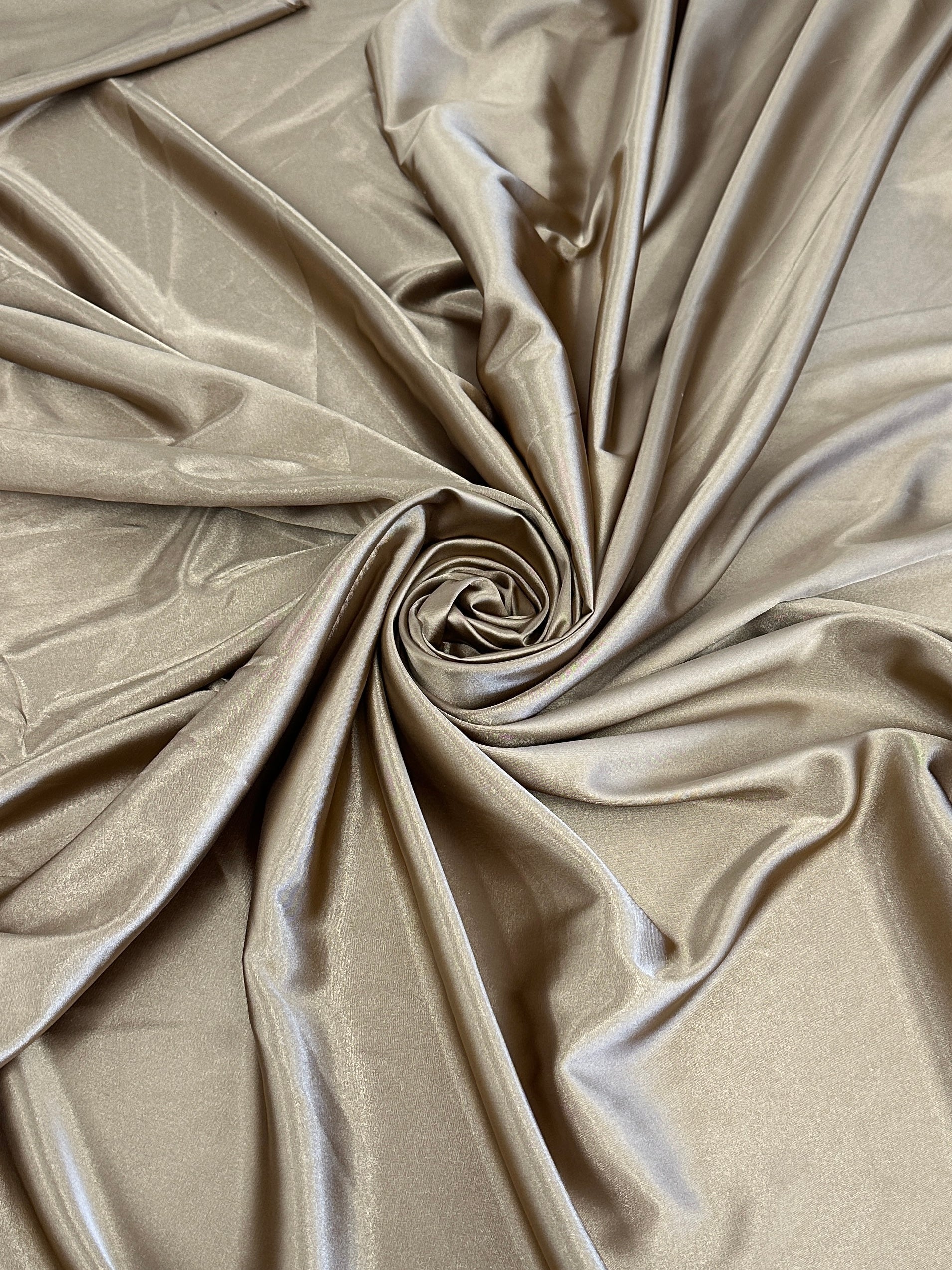 Khaki-Gold Luxury Silky Stretch Satin - Image 8