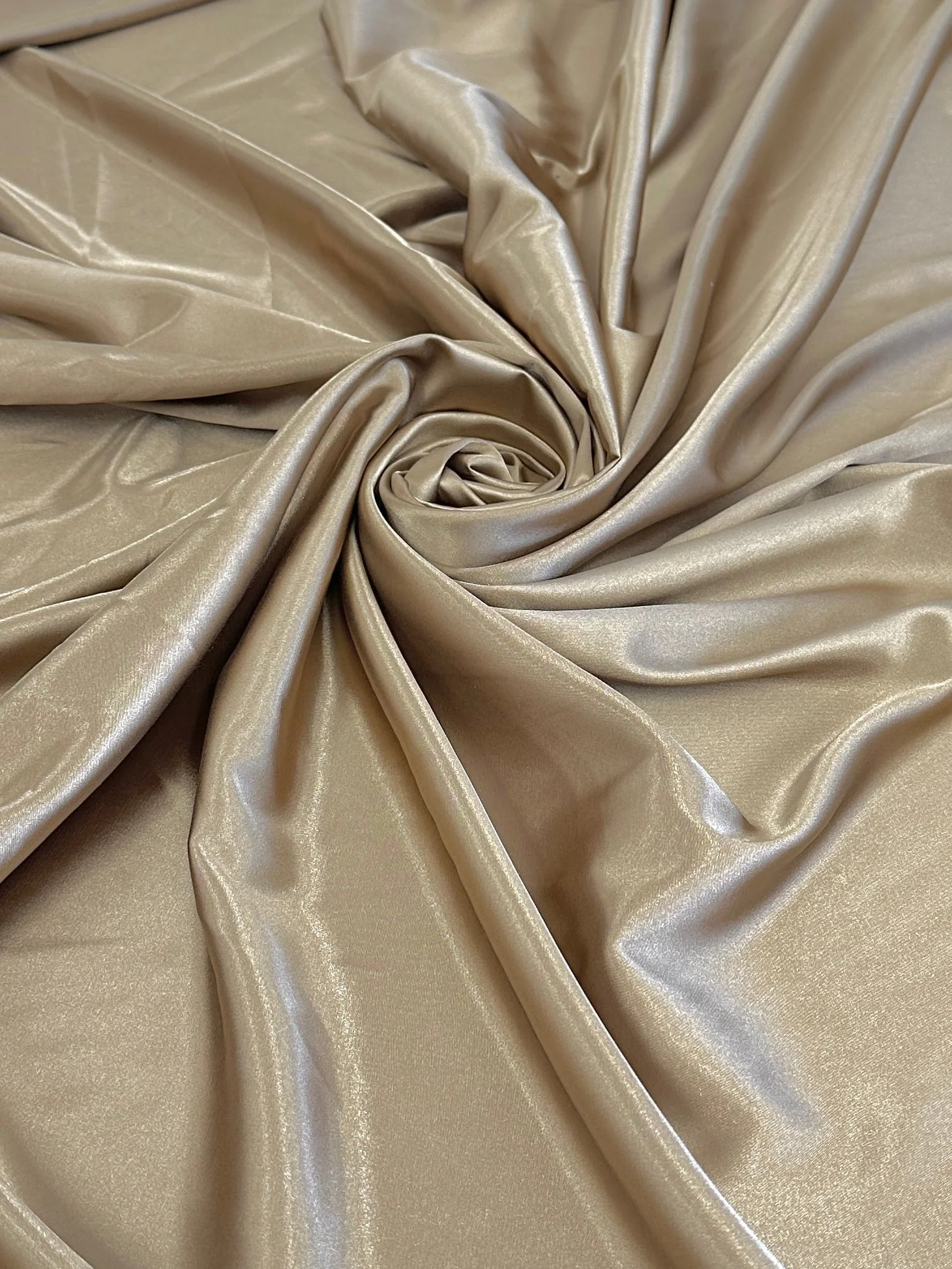 Khaki-Gold Luxury Silky Stretch Satin - Image 9