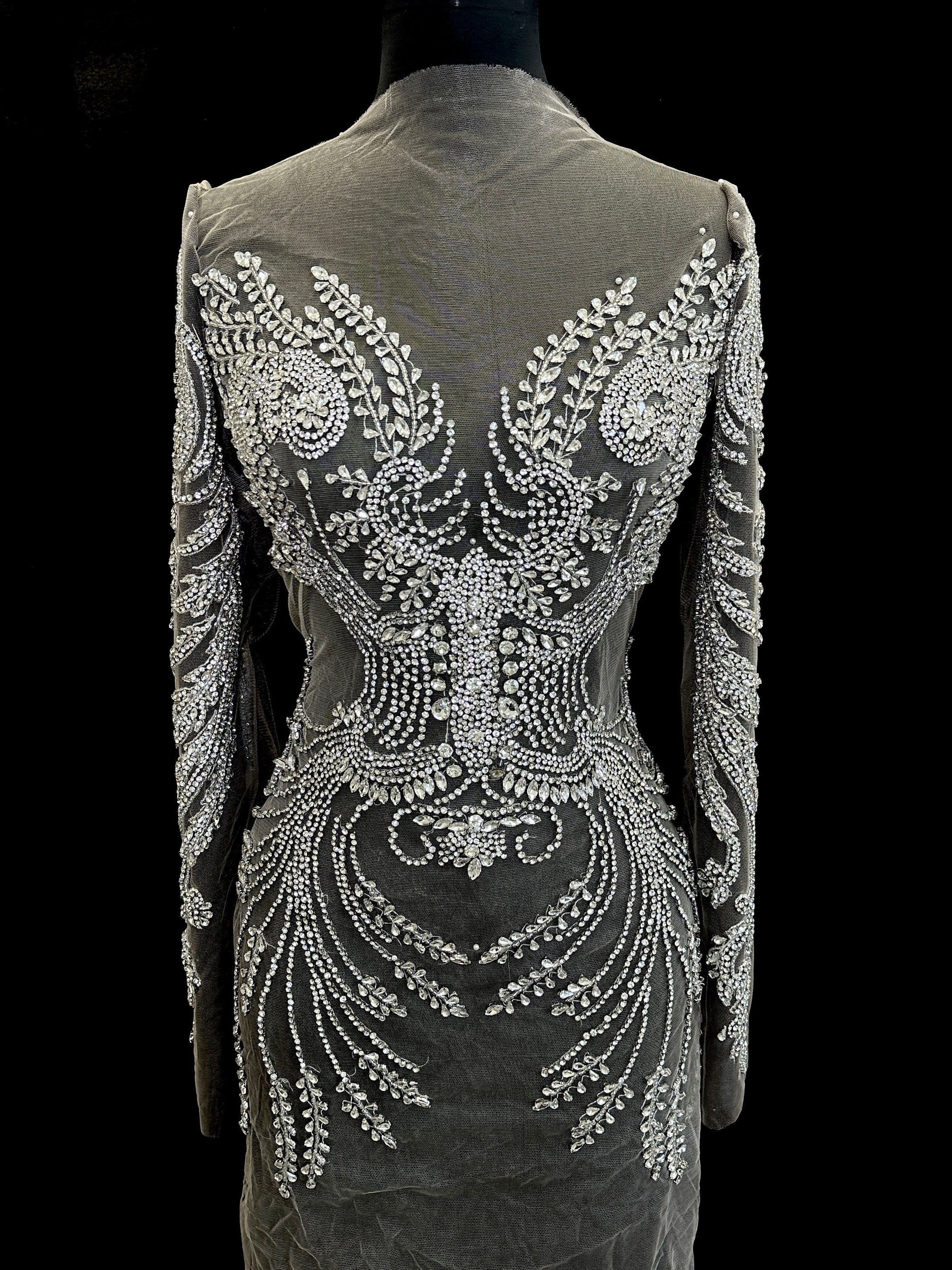 Laura Rhinestones Long Slevee Bodice Applique