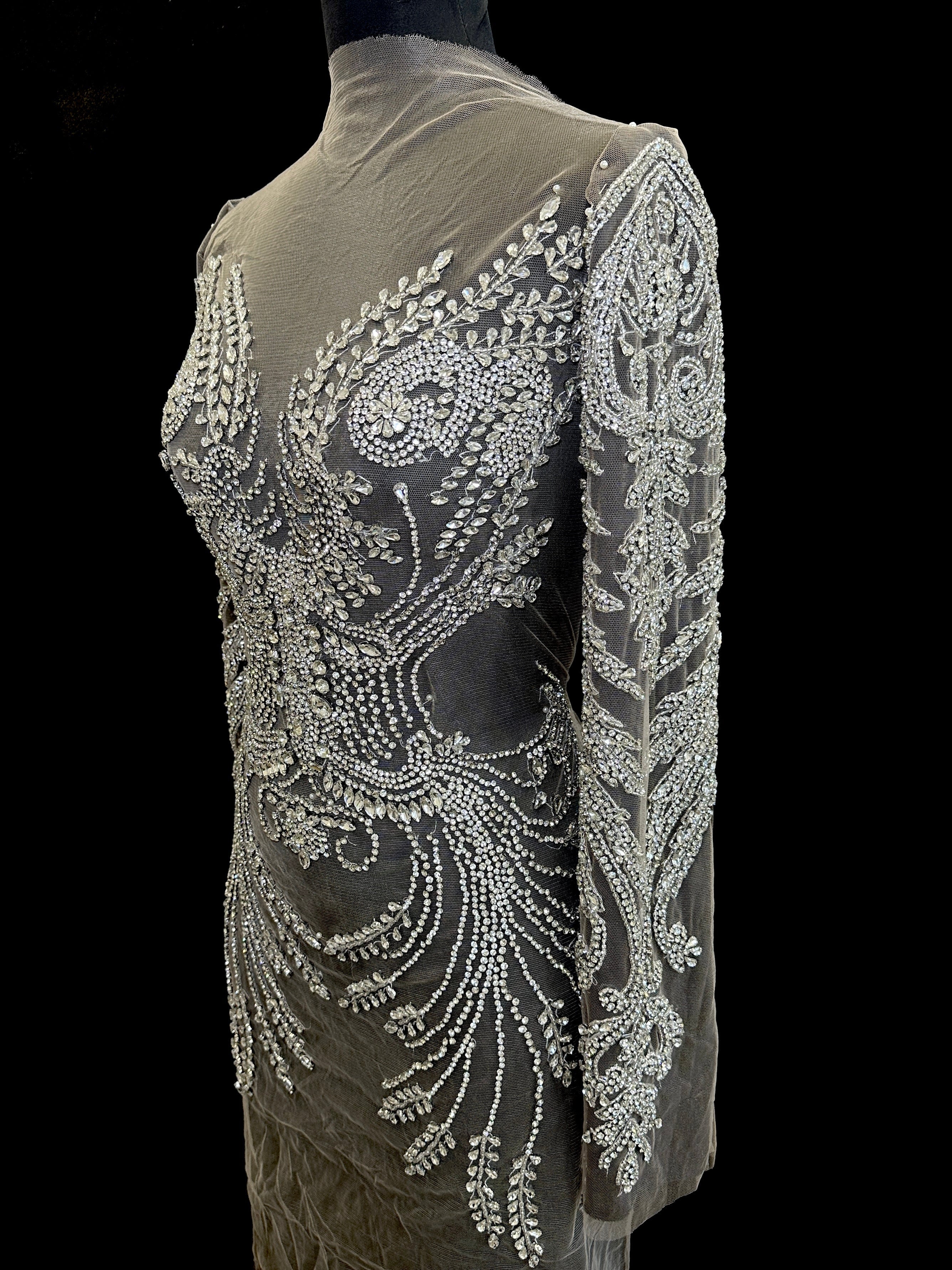 Laura Rhinestones Long Slevee Bodice Applique - Image 3