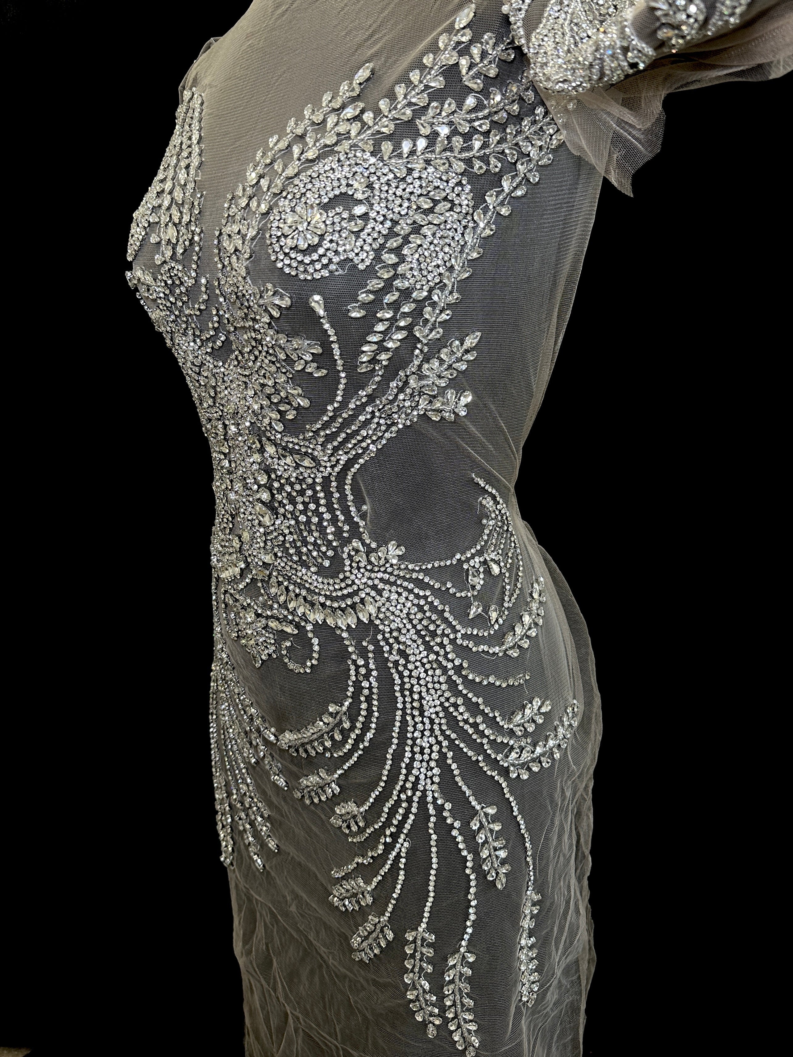 Laura Rhinestones Long Slevee Bodice Applique - Image 7
