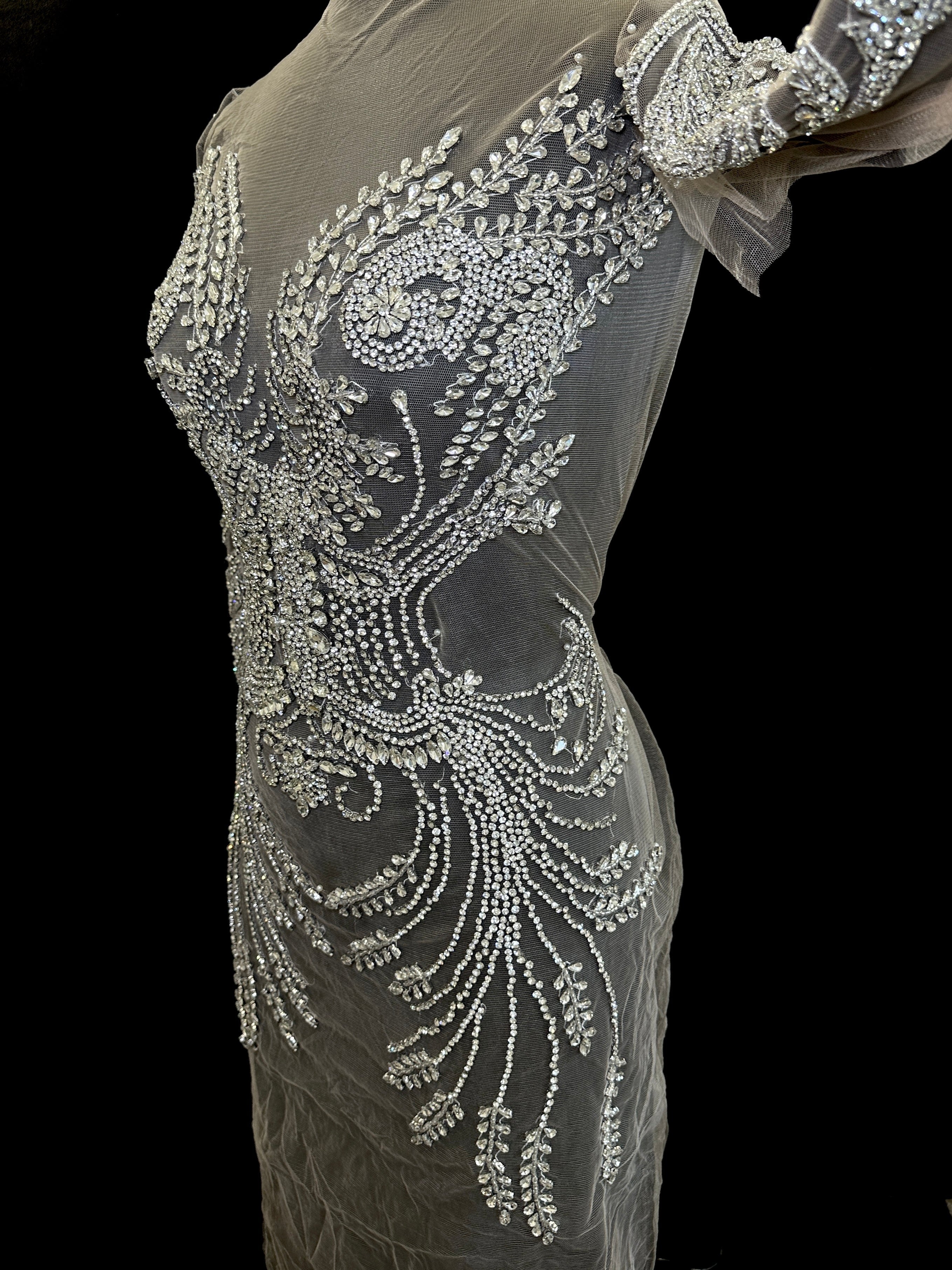 Laura Rhinestones Long Slevee Bodice Applique - Image 9