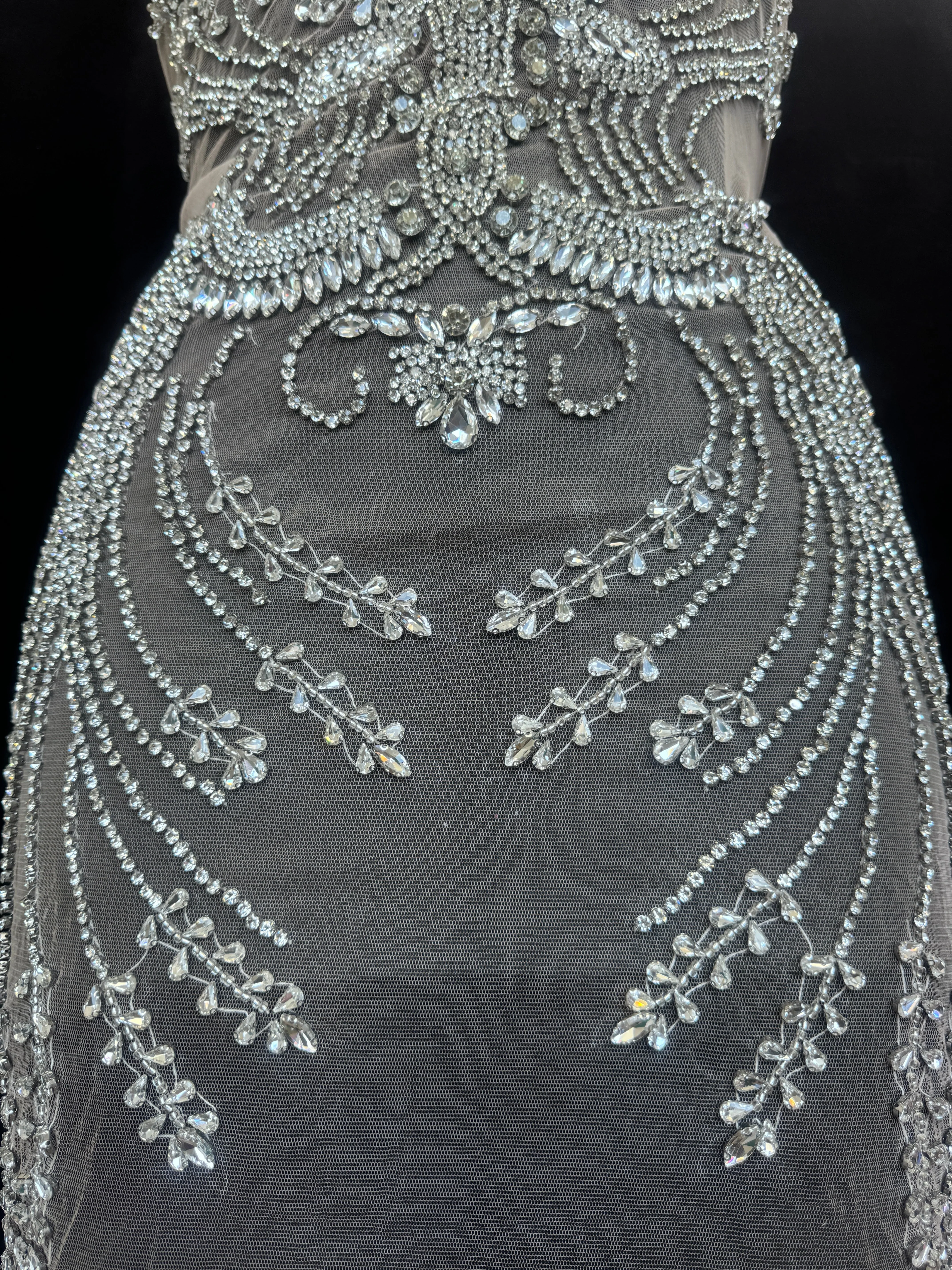 Laura Silver Rhinestone Bodice Appliqué - Image 2