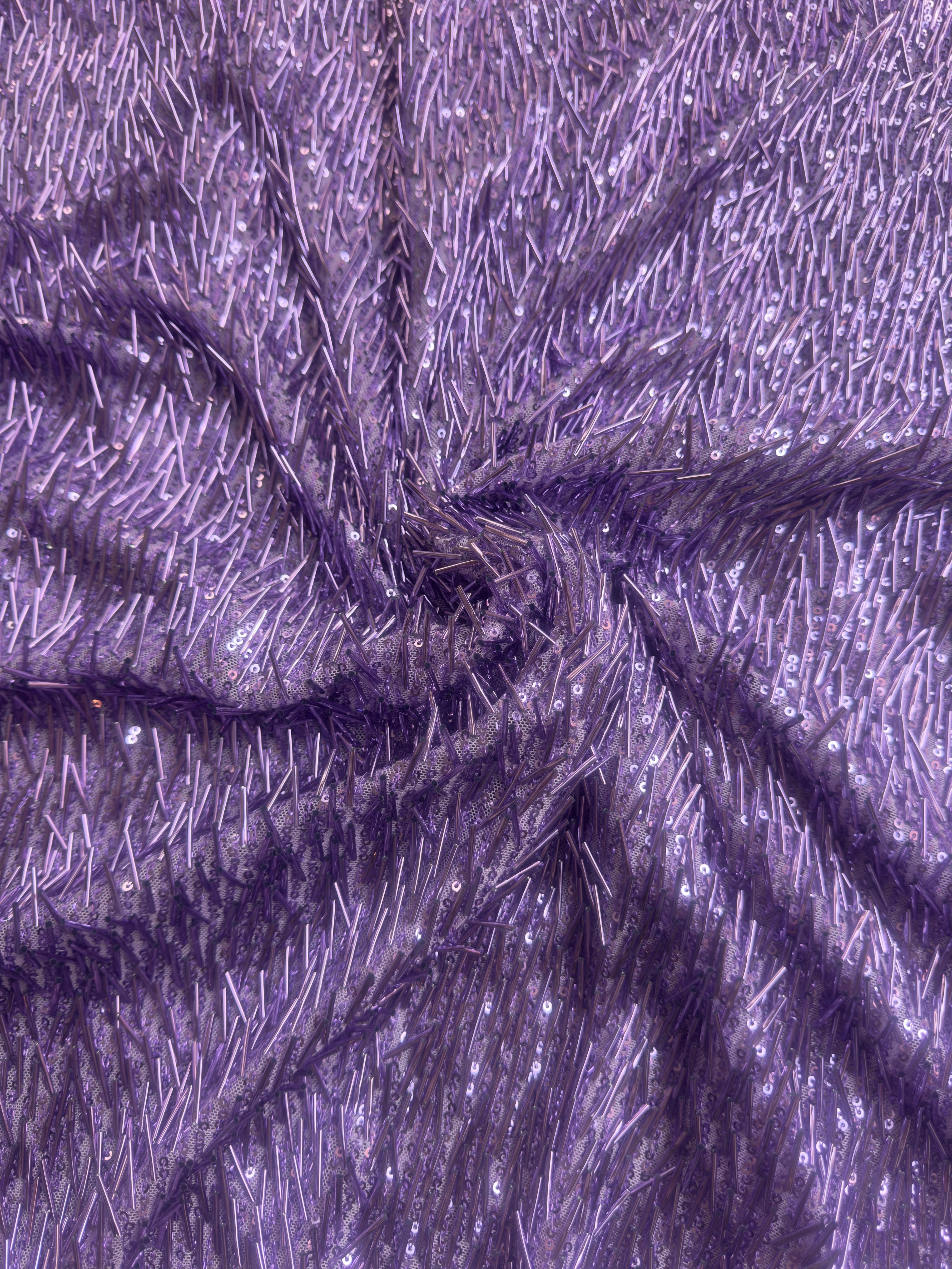 Lavender Fringe Sequin on Mesh - Image 3