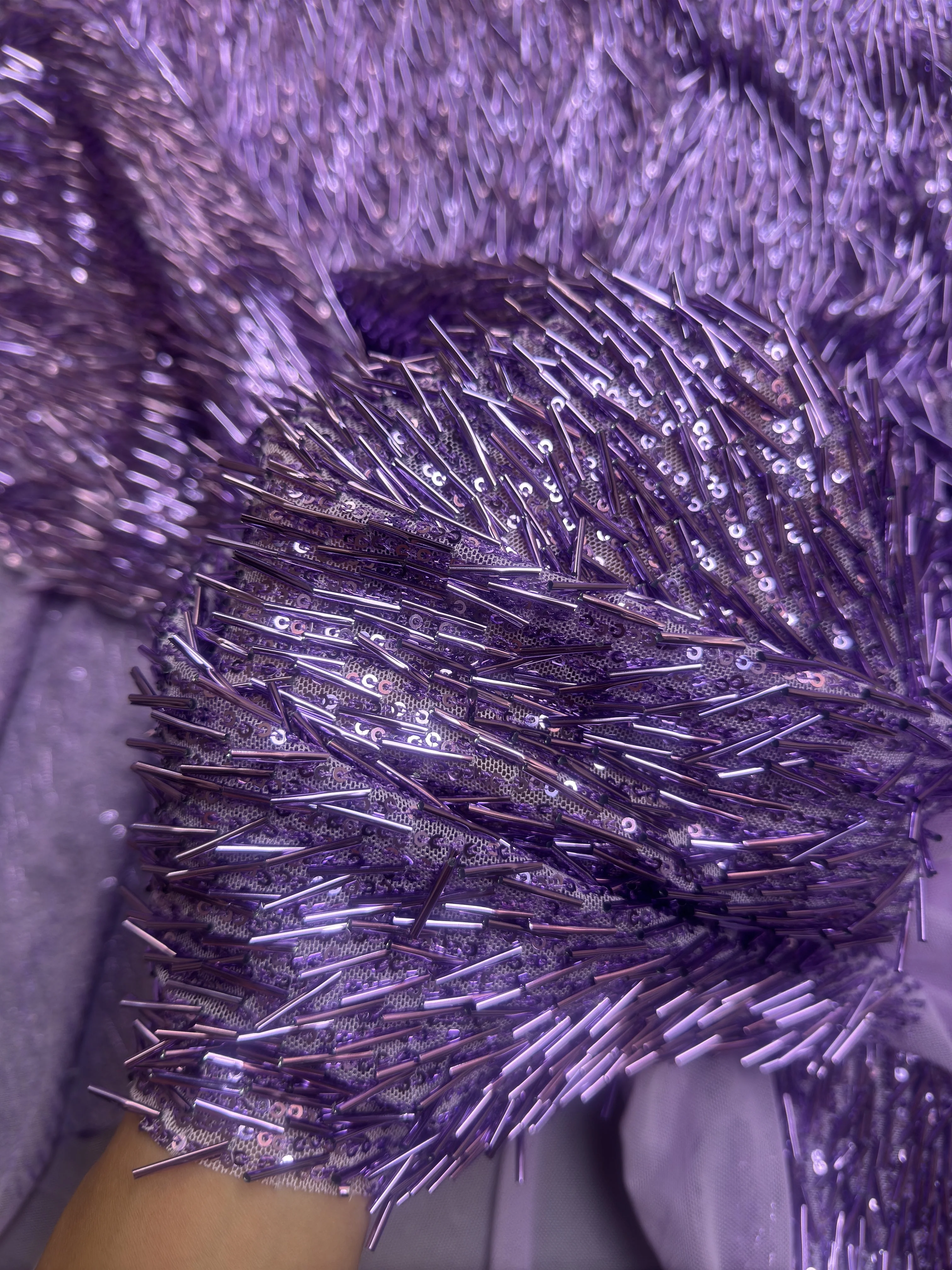 Lavender Fringe Sequin on Mesh - Image 4