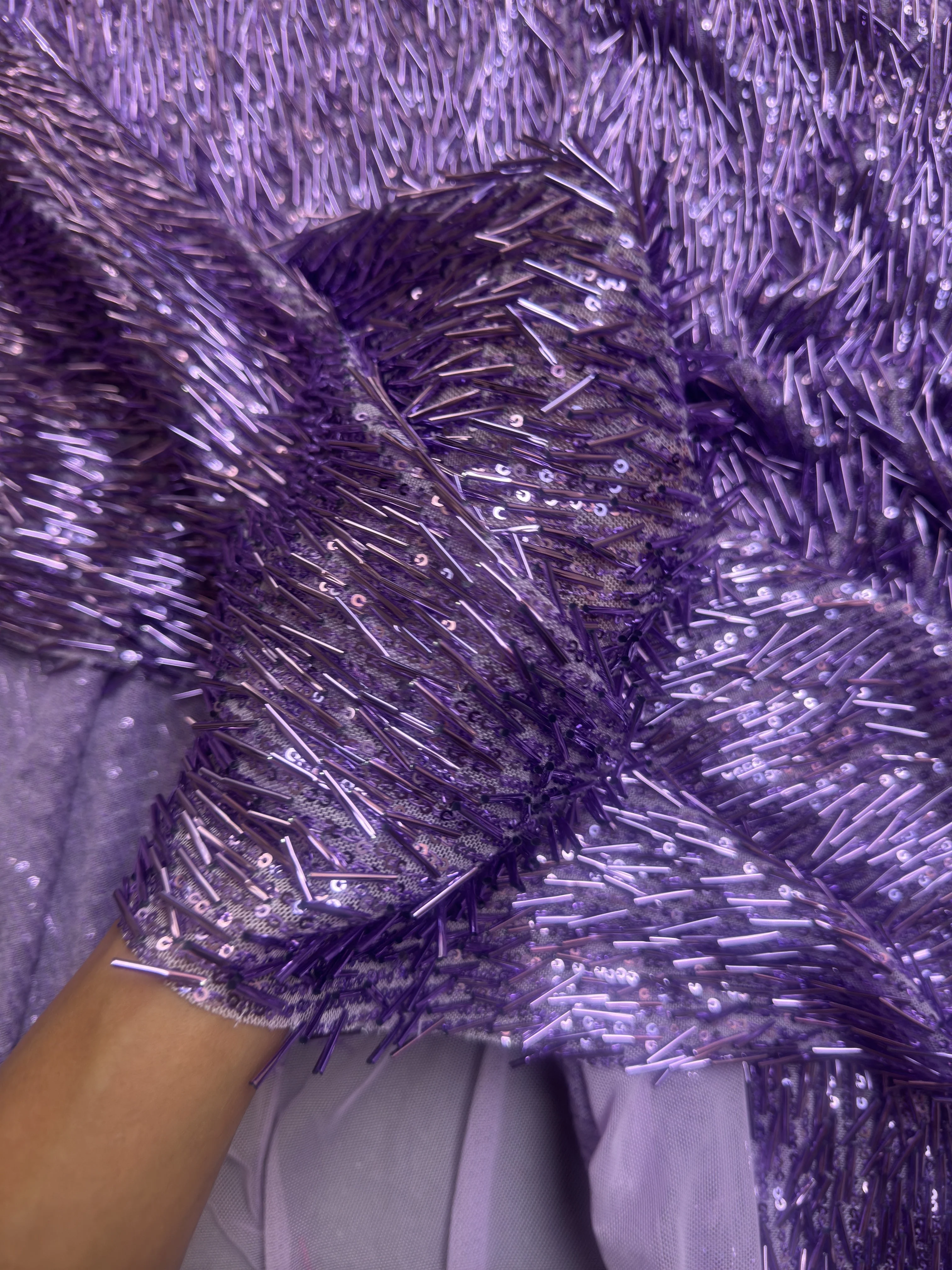 Lavender Fringe Sequin on Mesh - Image 7