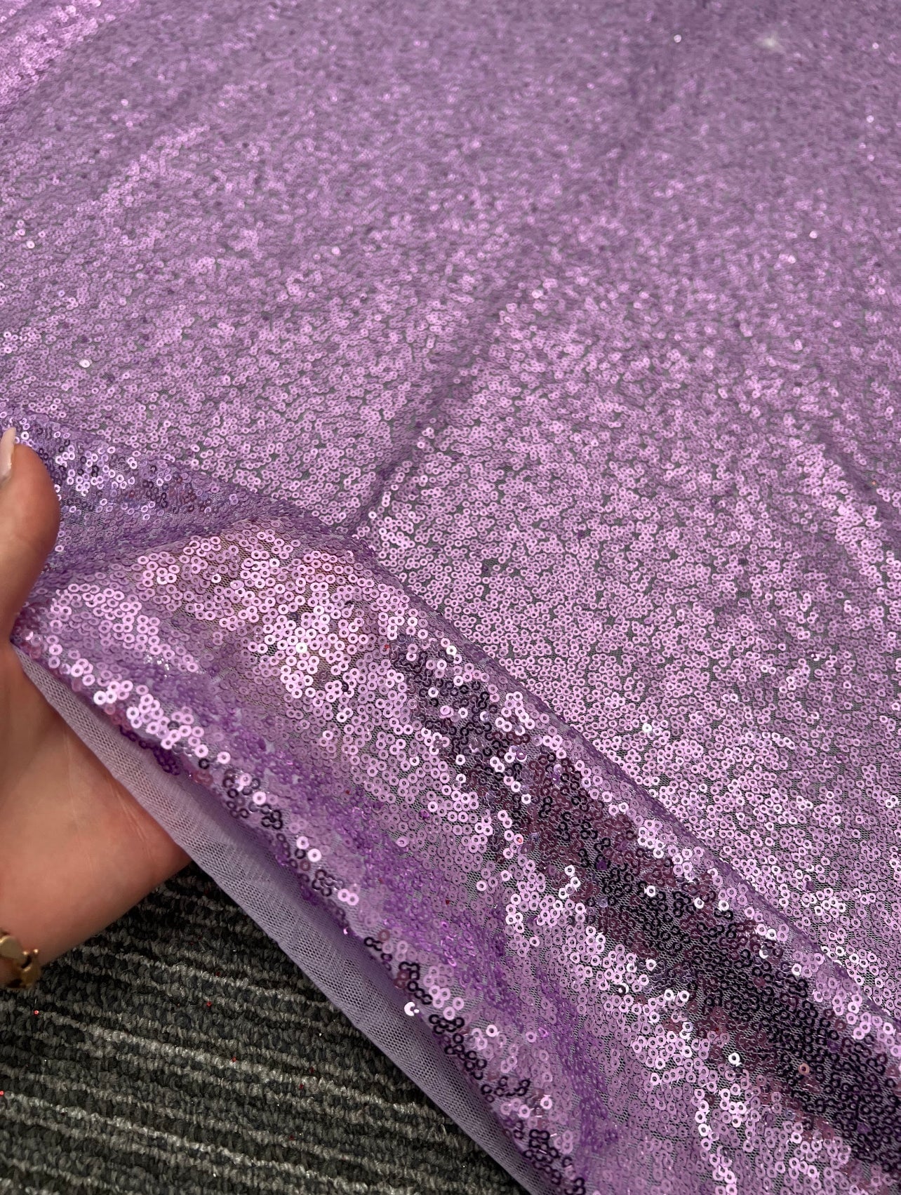 Lilac Stretch Sequin on Mesh - Image 2