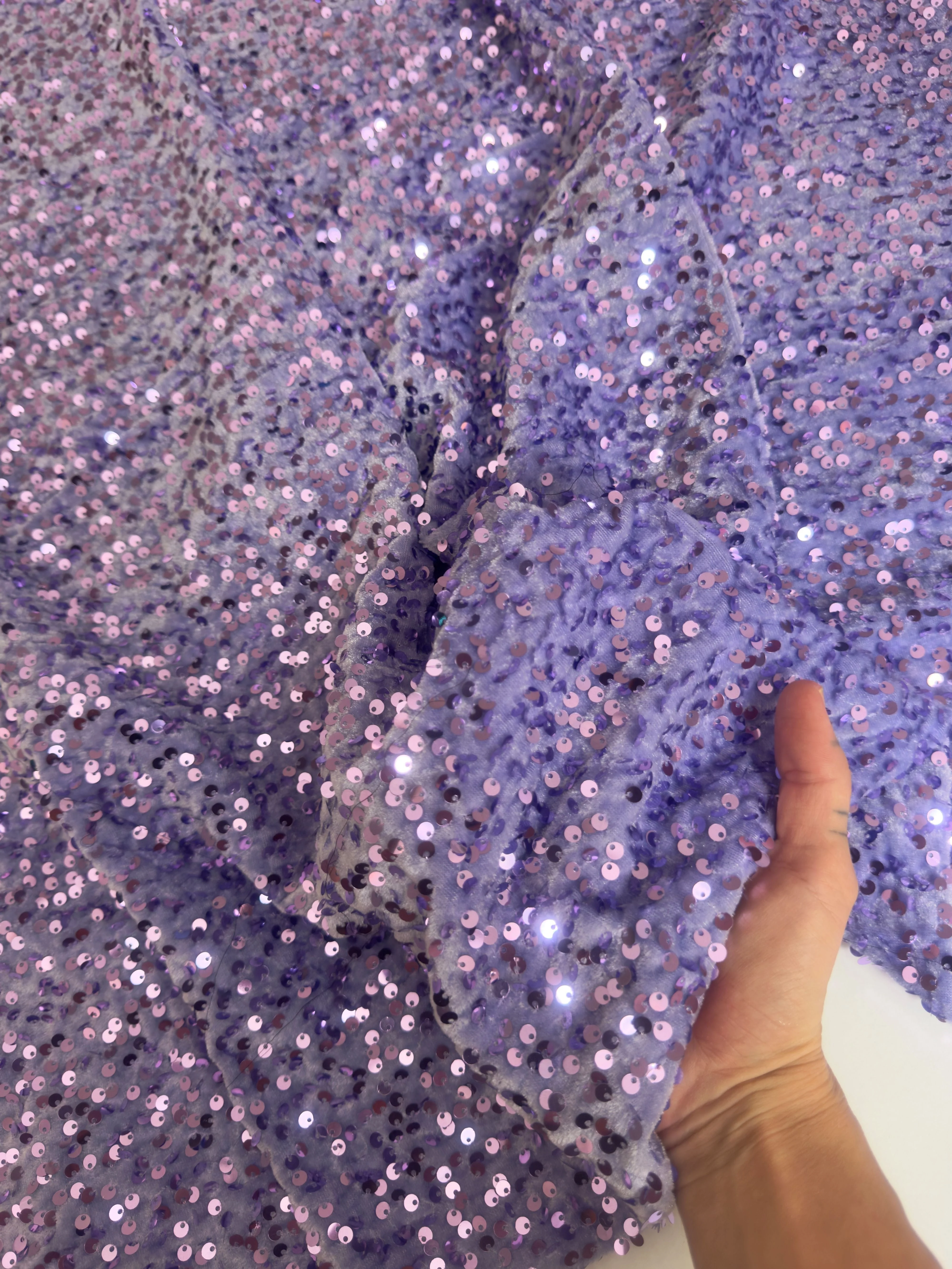 Light Lavender Sequins Velvet - Image 5