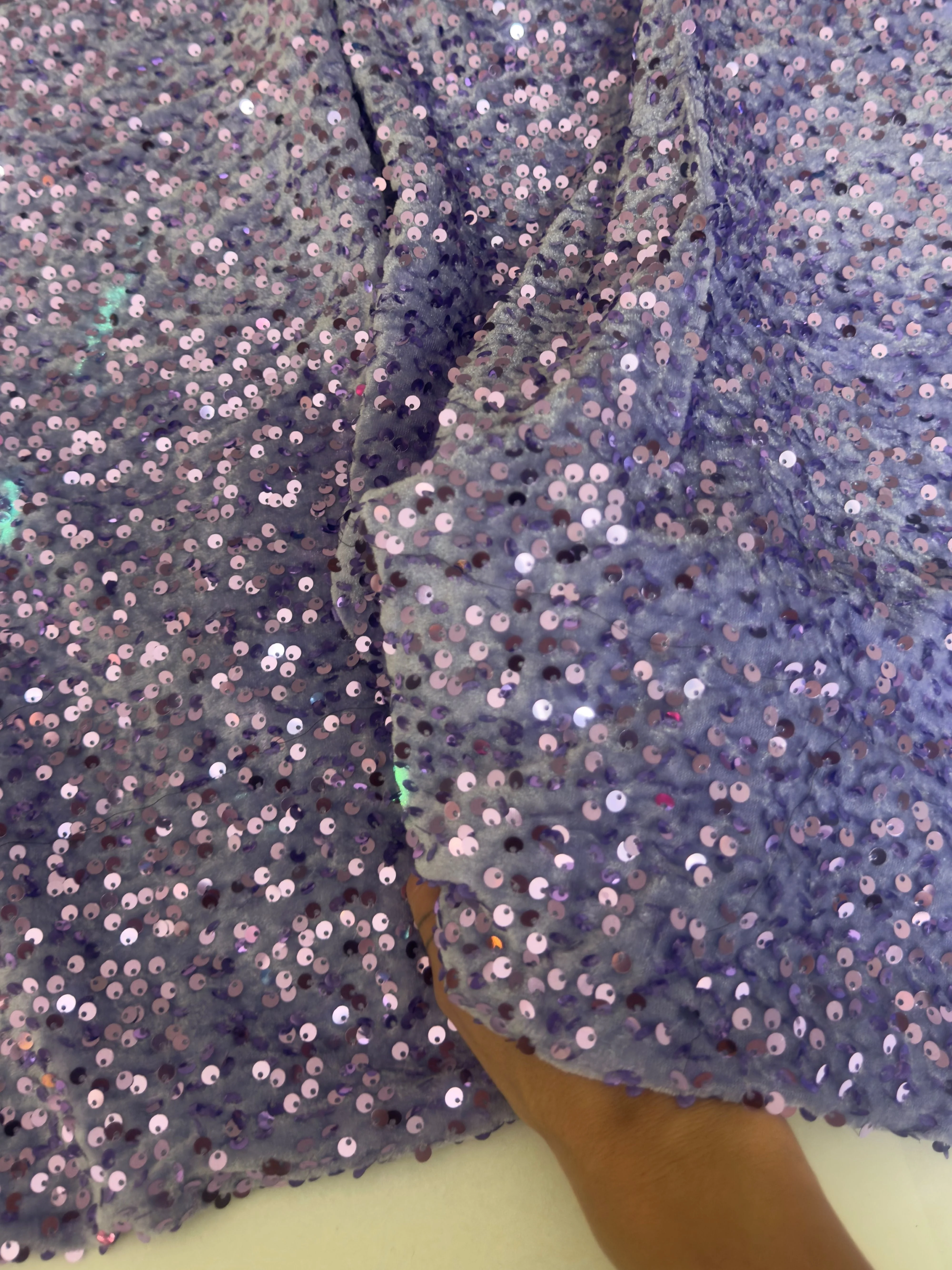 Light Lavender Sequins Velvet - Image 6