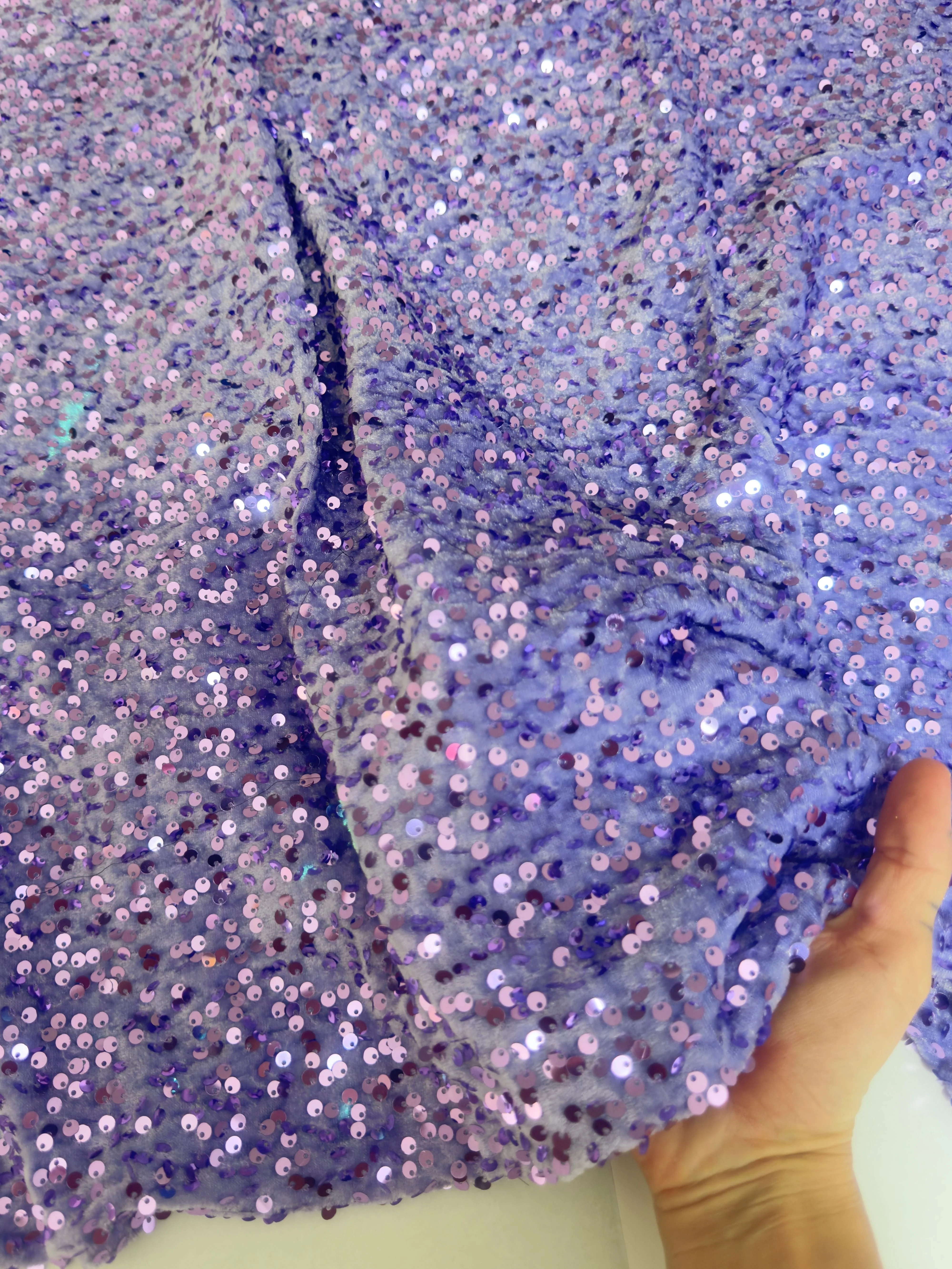 Light Lavender Sequins Velvet - Image 7