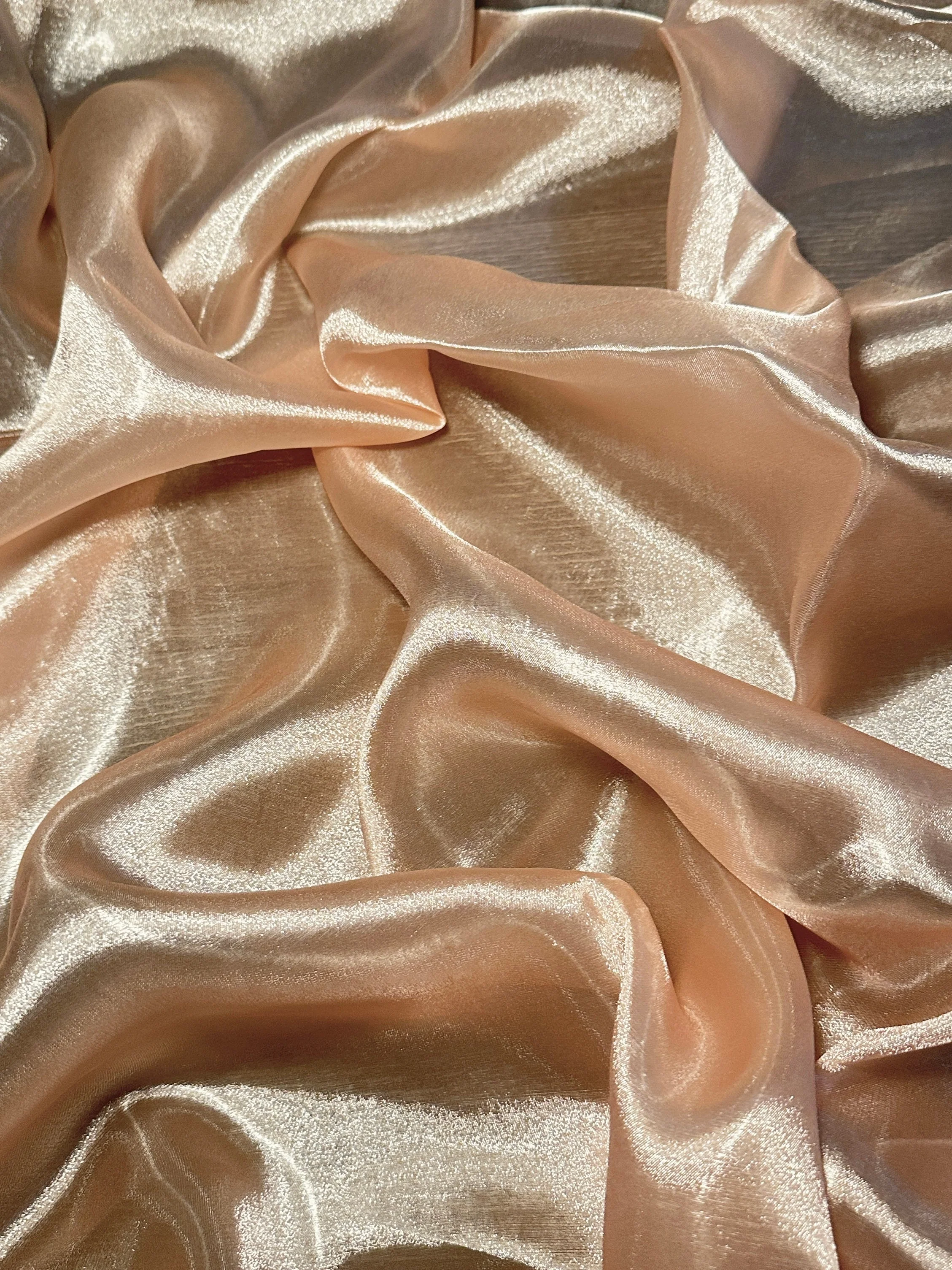 Light Peach Liquid Shimmery Organza - Image 3