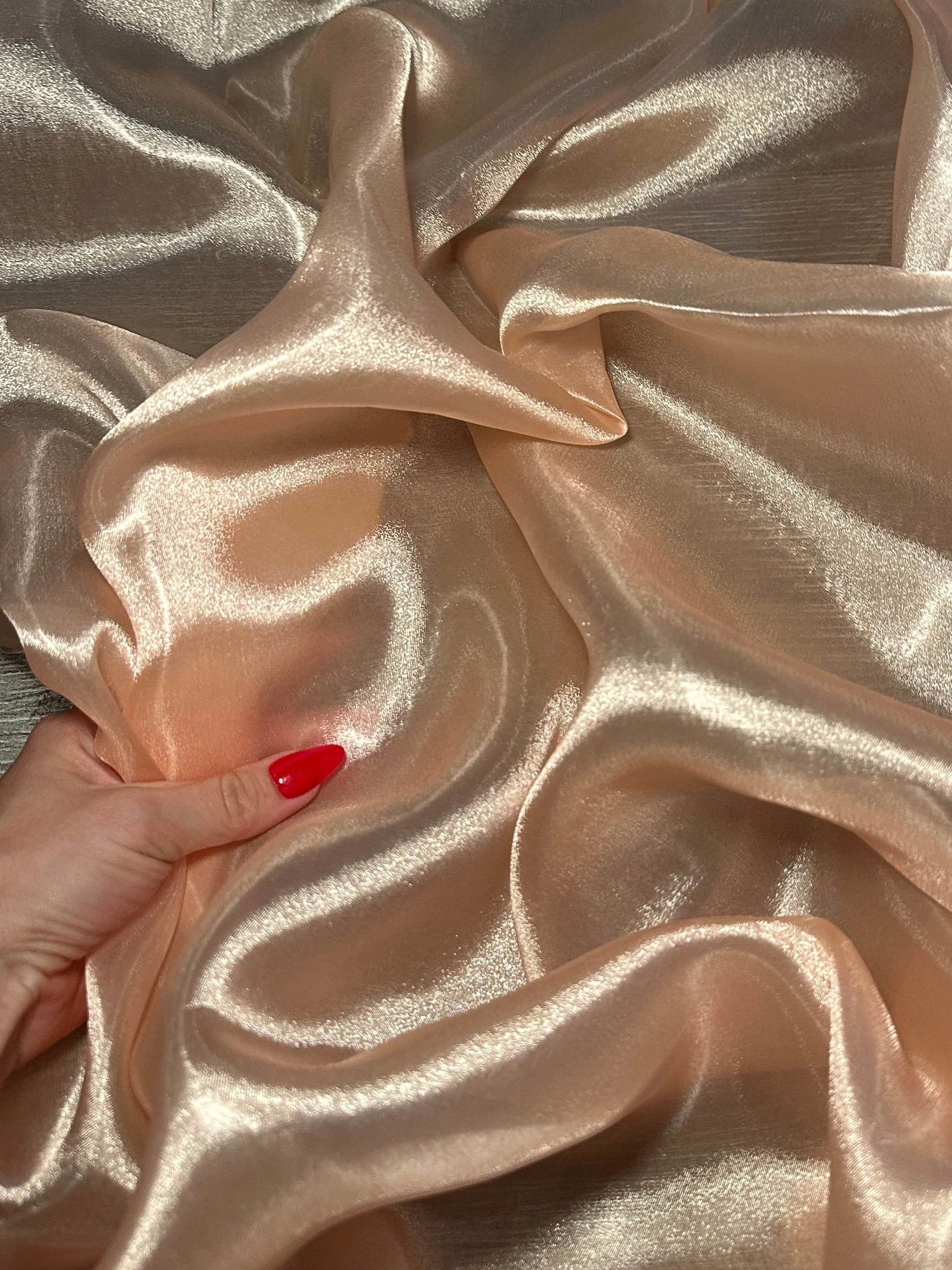 Light Peach Liquid Shimmery Organza - Image 5