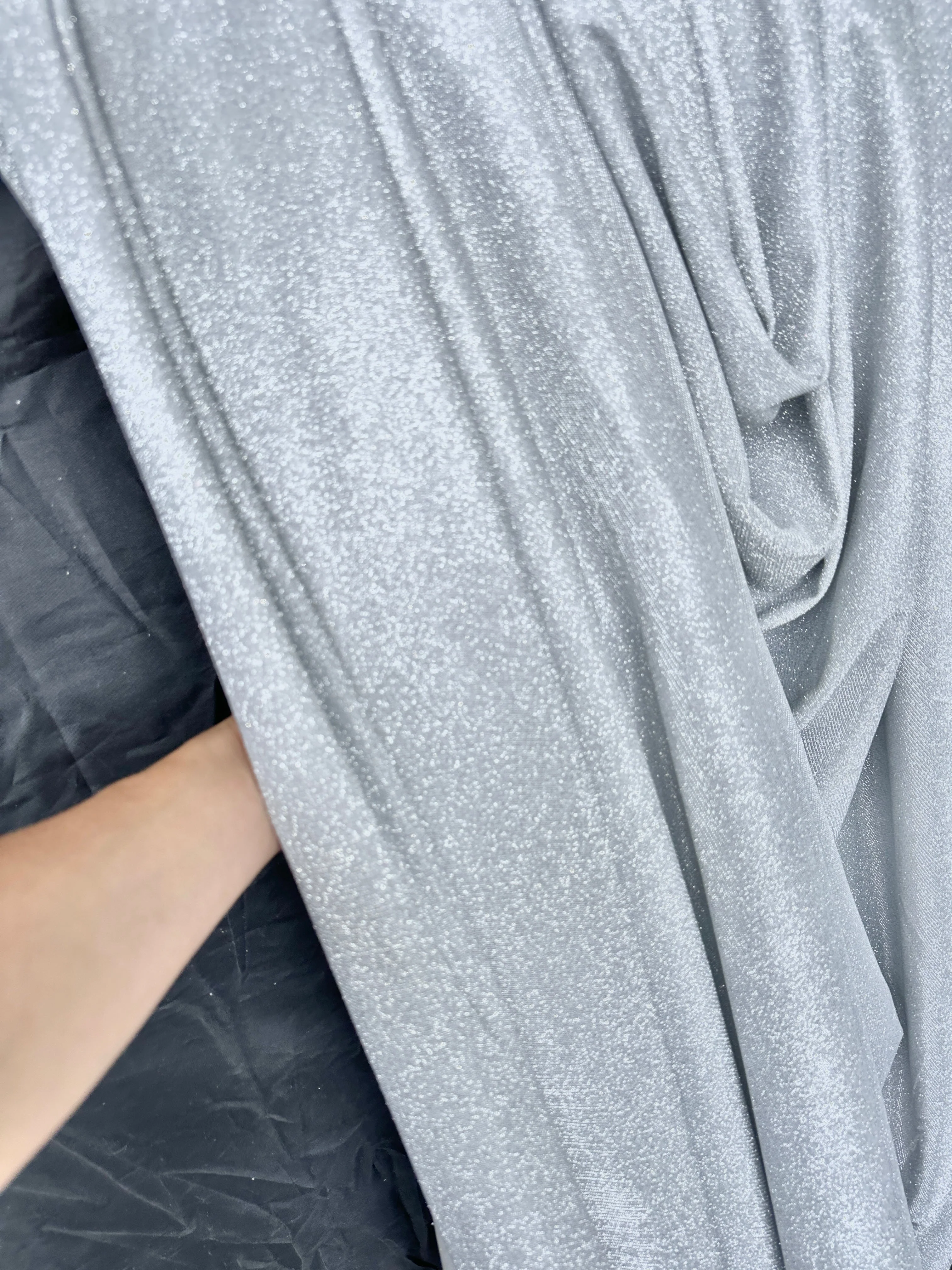 Light Silver Stretch Metallic Lurex - Image 3