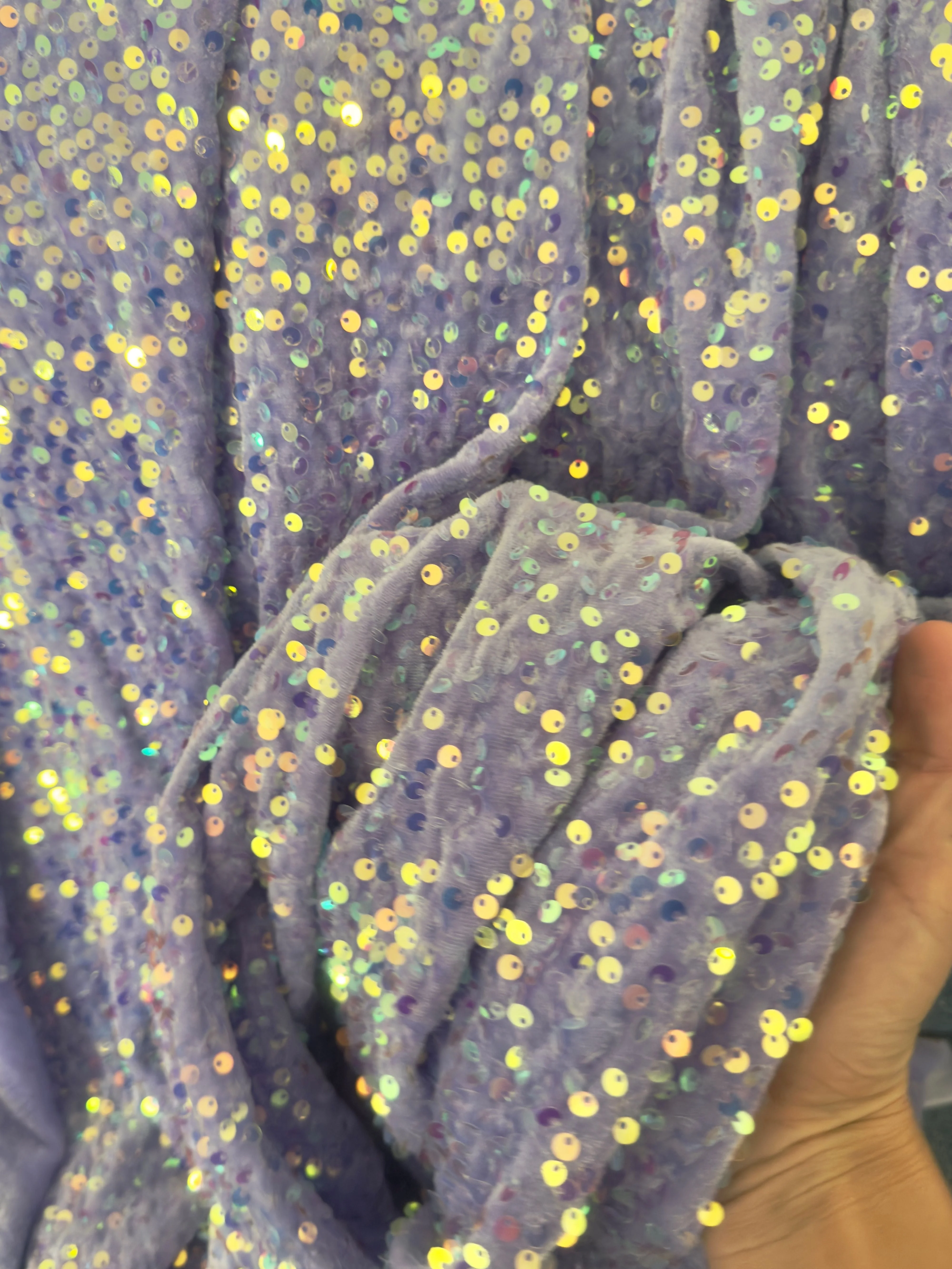 Lilac Iridescent Sequins Velvet - Image 4