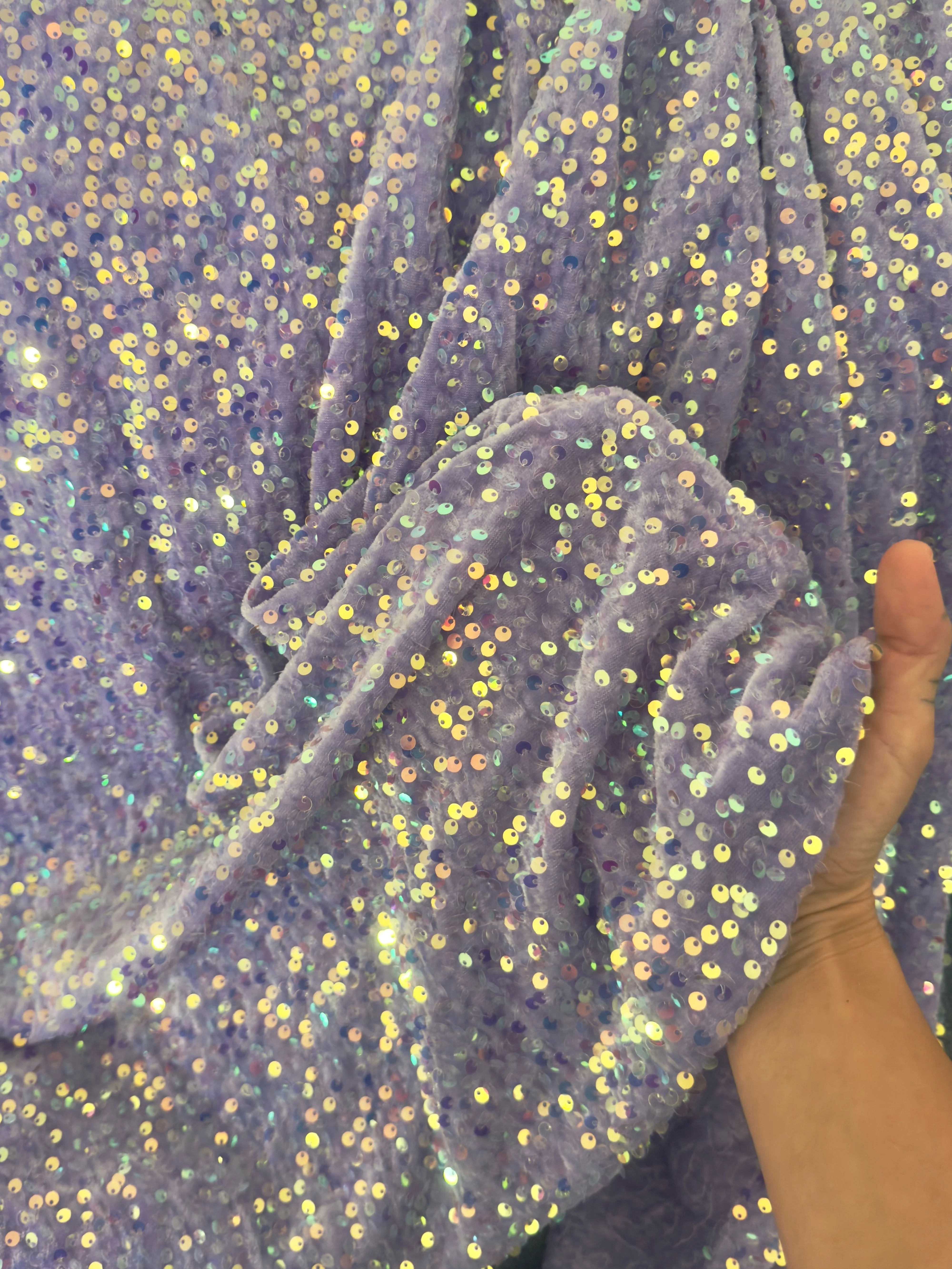 Lilac Iridescent Sequins Velvet - Image 5
