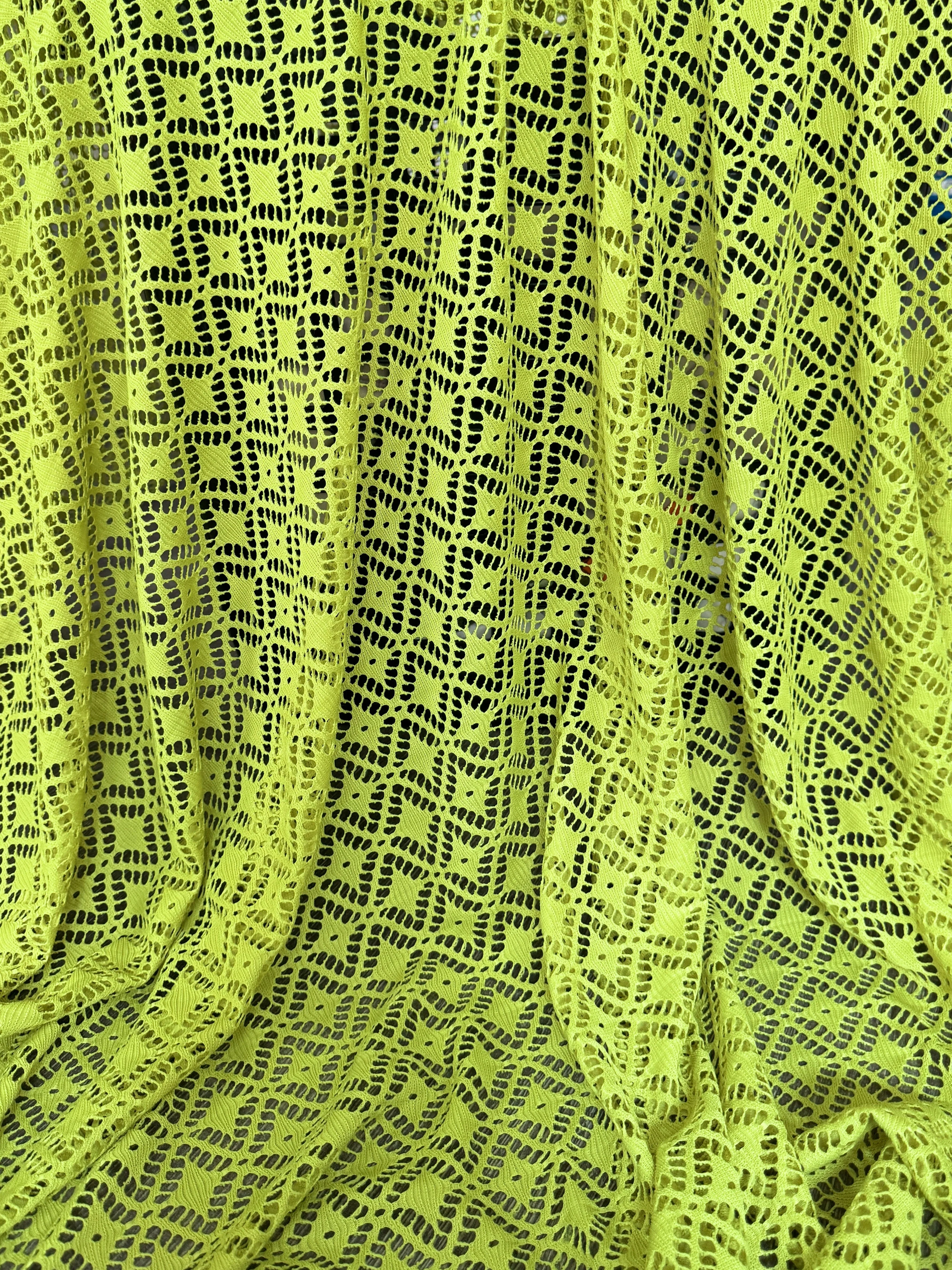 Lime Green Crochet Hollow Out Knit - Image 2