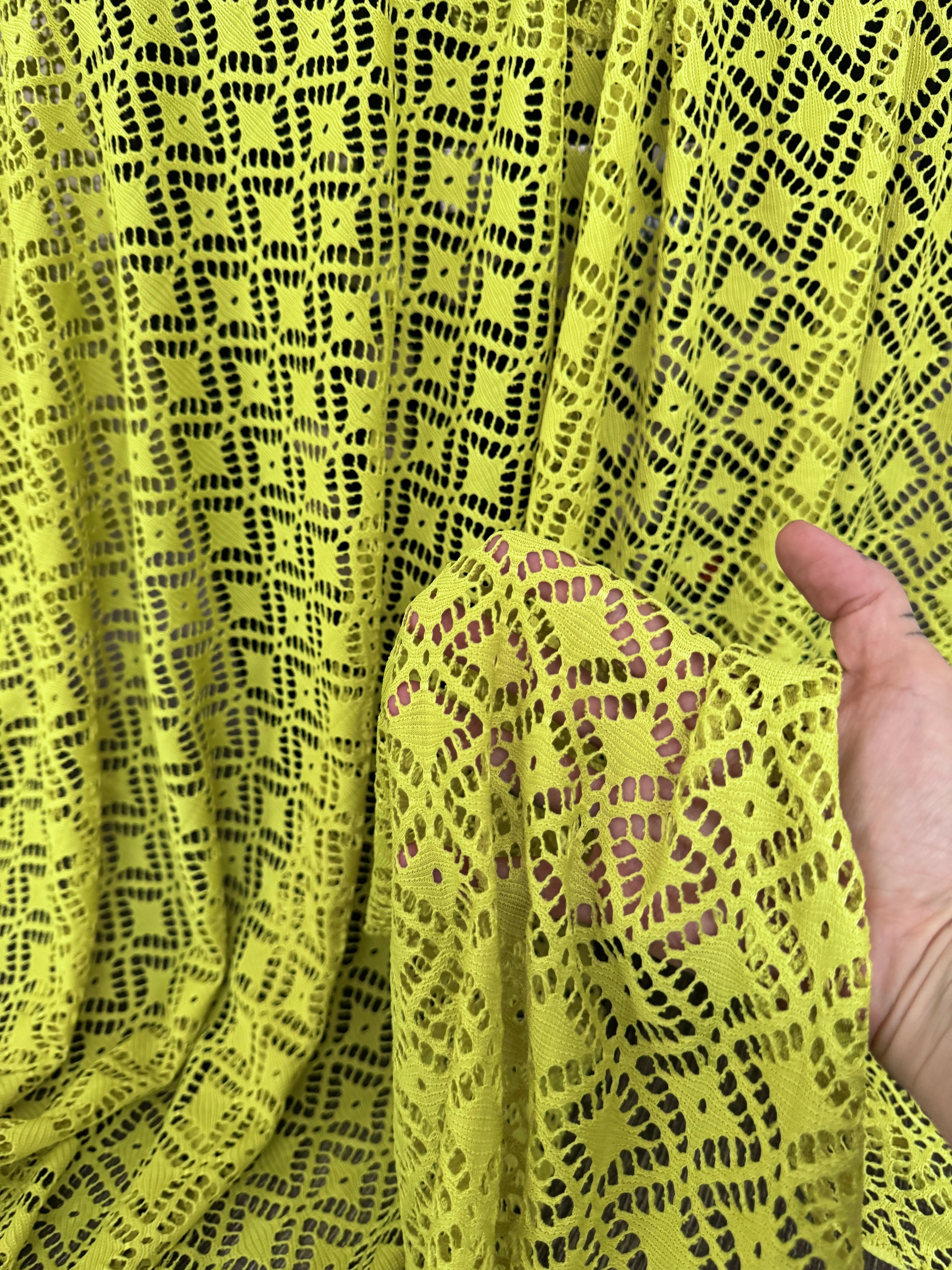 Lime Green Crochet Hollow Out Knit - Image 3