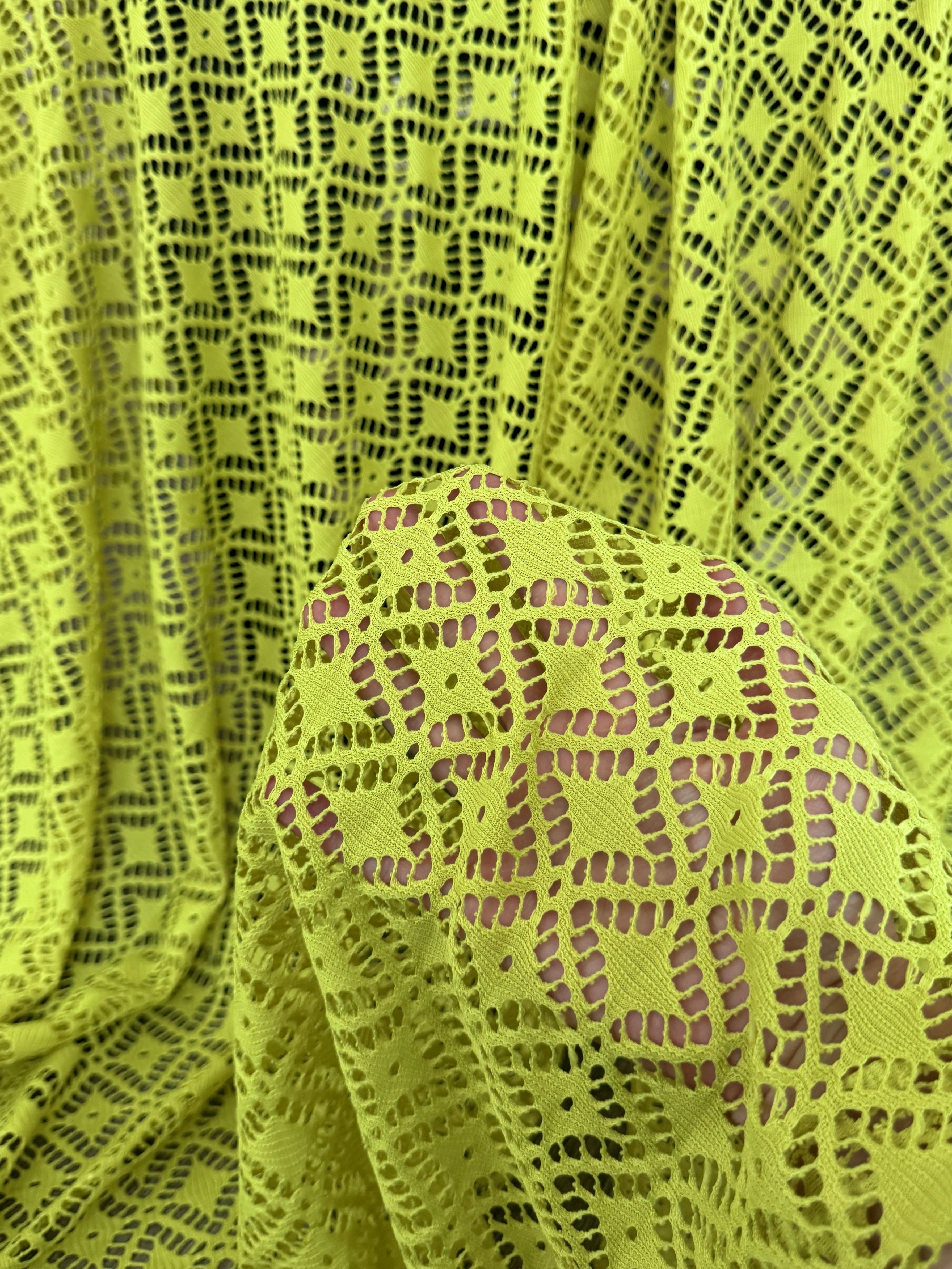 Lime Green Crochet Hollow Out Knit - Image 4