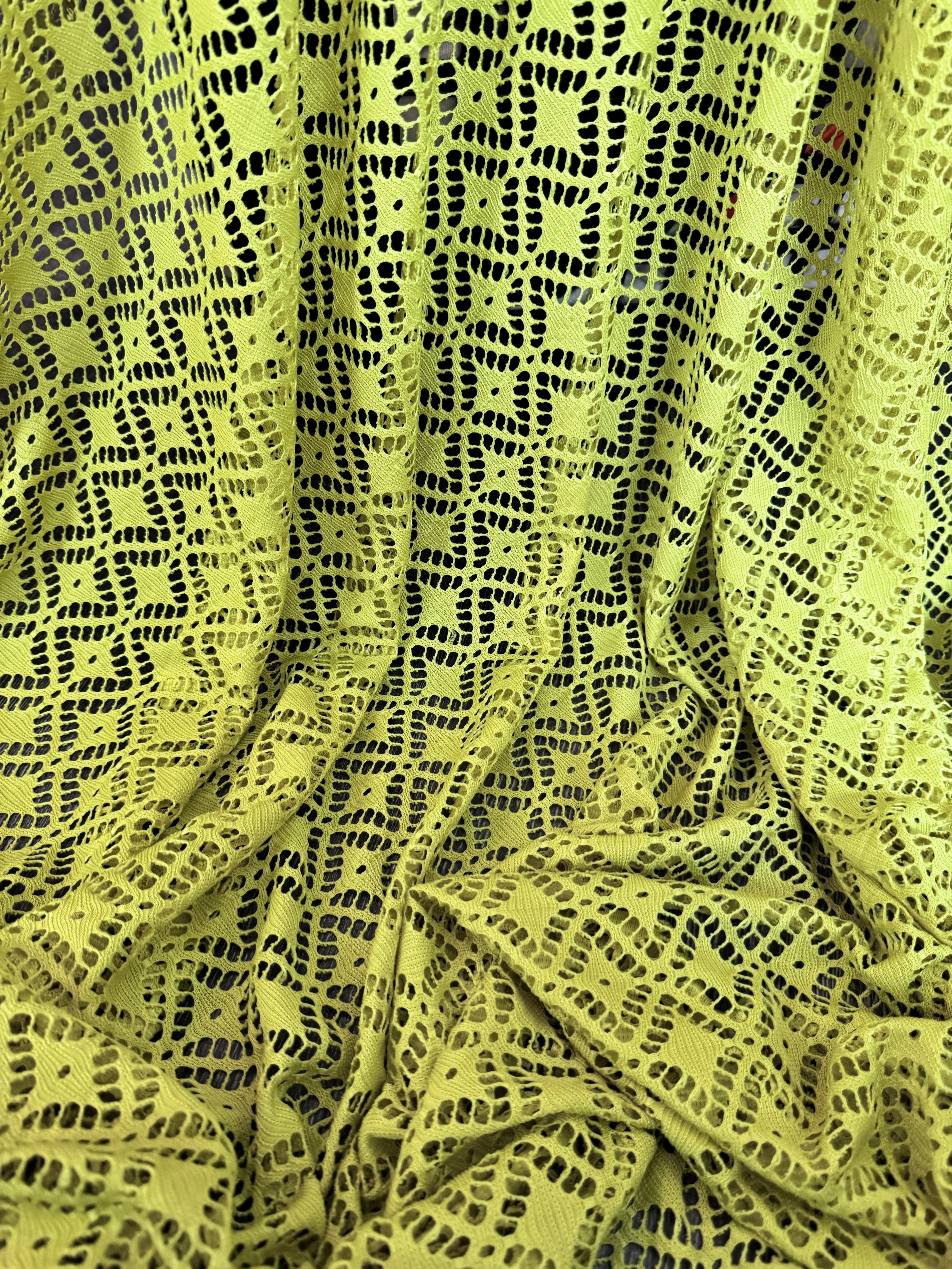 Lime Green Crochet Hollow Out Knit - Image 5