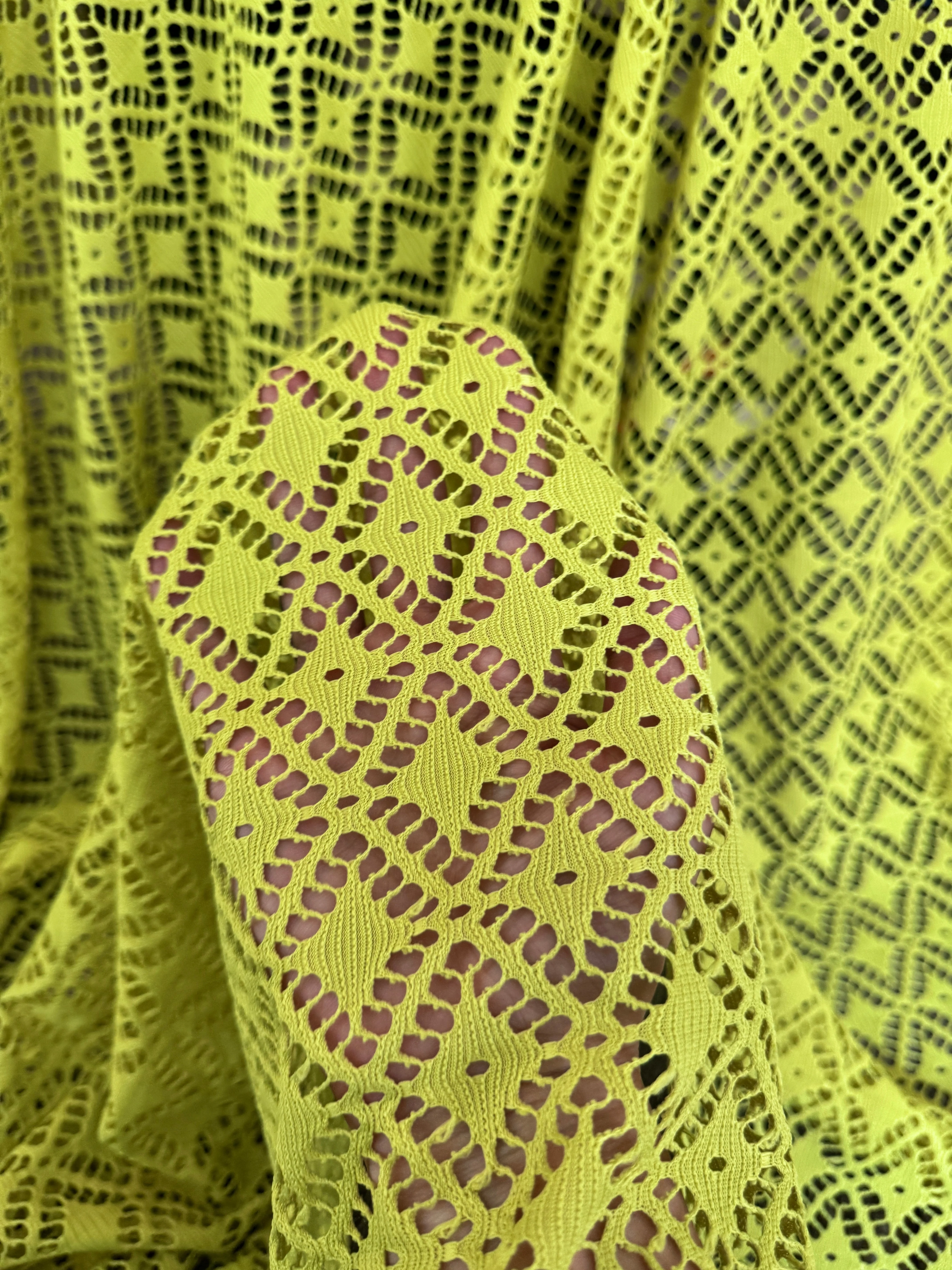 Lime Green Crochet Hollow Out Knit - Image 6
