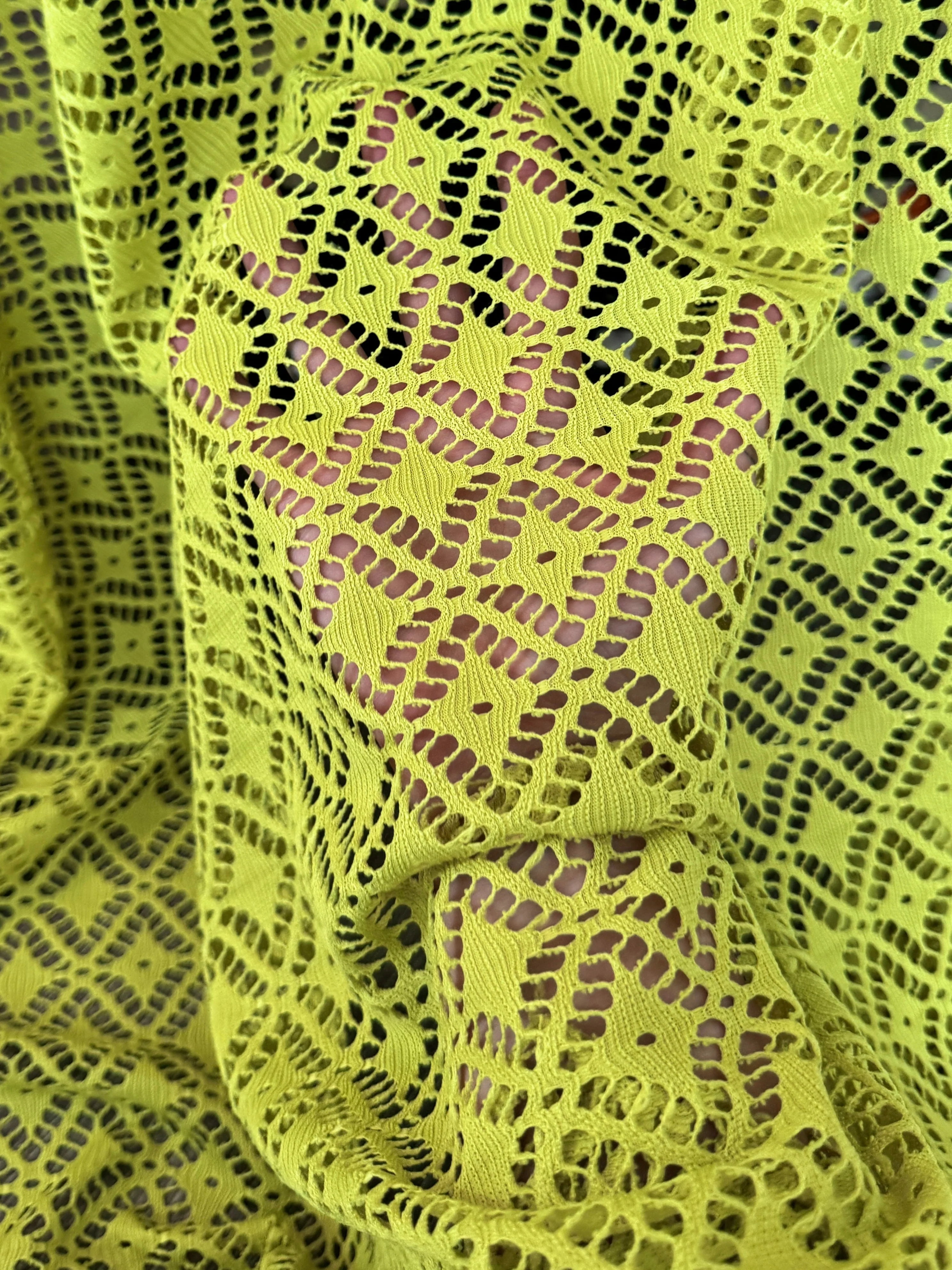 Lime Green Crochet Hollow Out Knit - Image 9