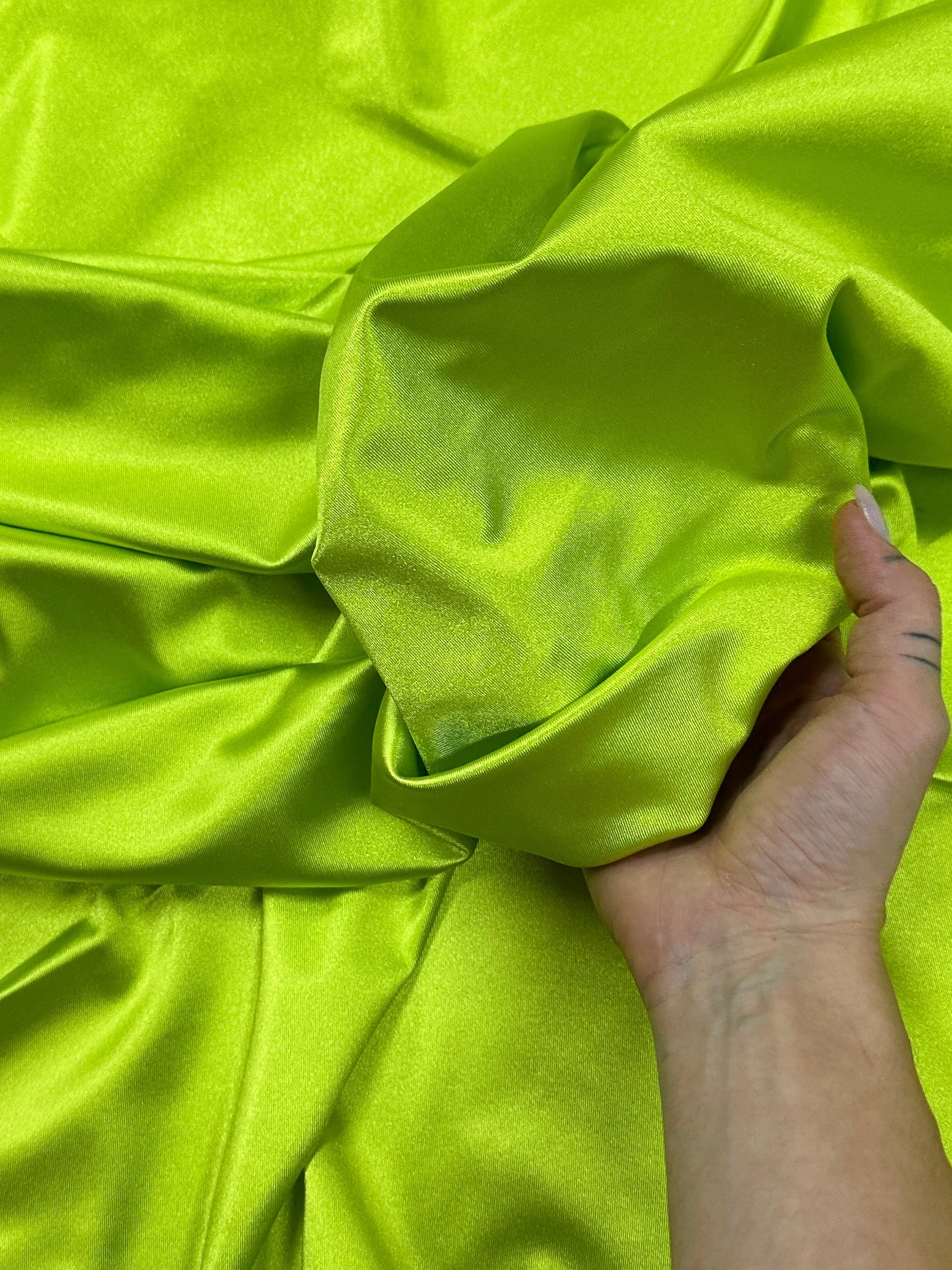 Lime Green Shiny Nylon Spandex - Image 3