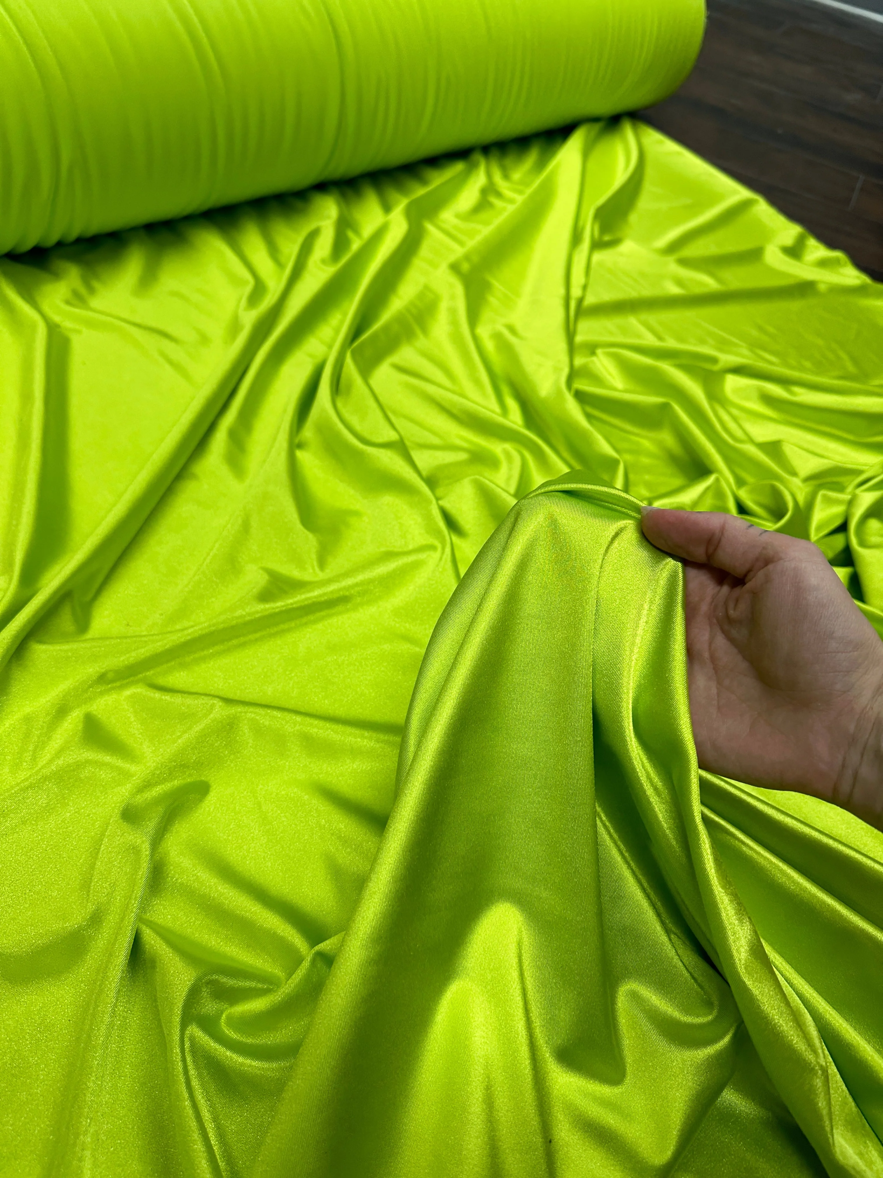 Lime Green Shiny Nylon Spandex - Image 7