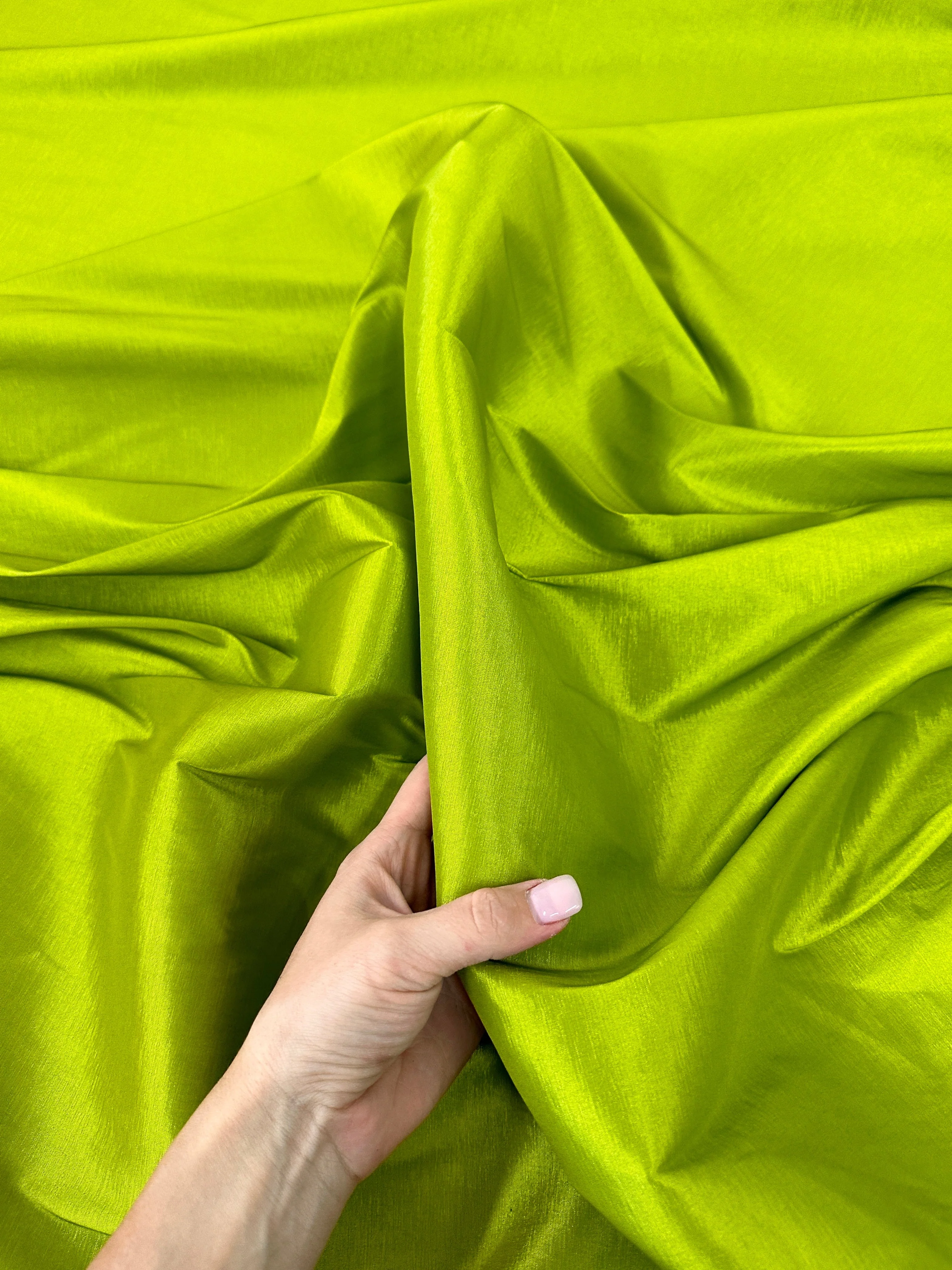 Lime Green Stretch Taffeta - Image 5