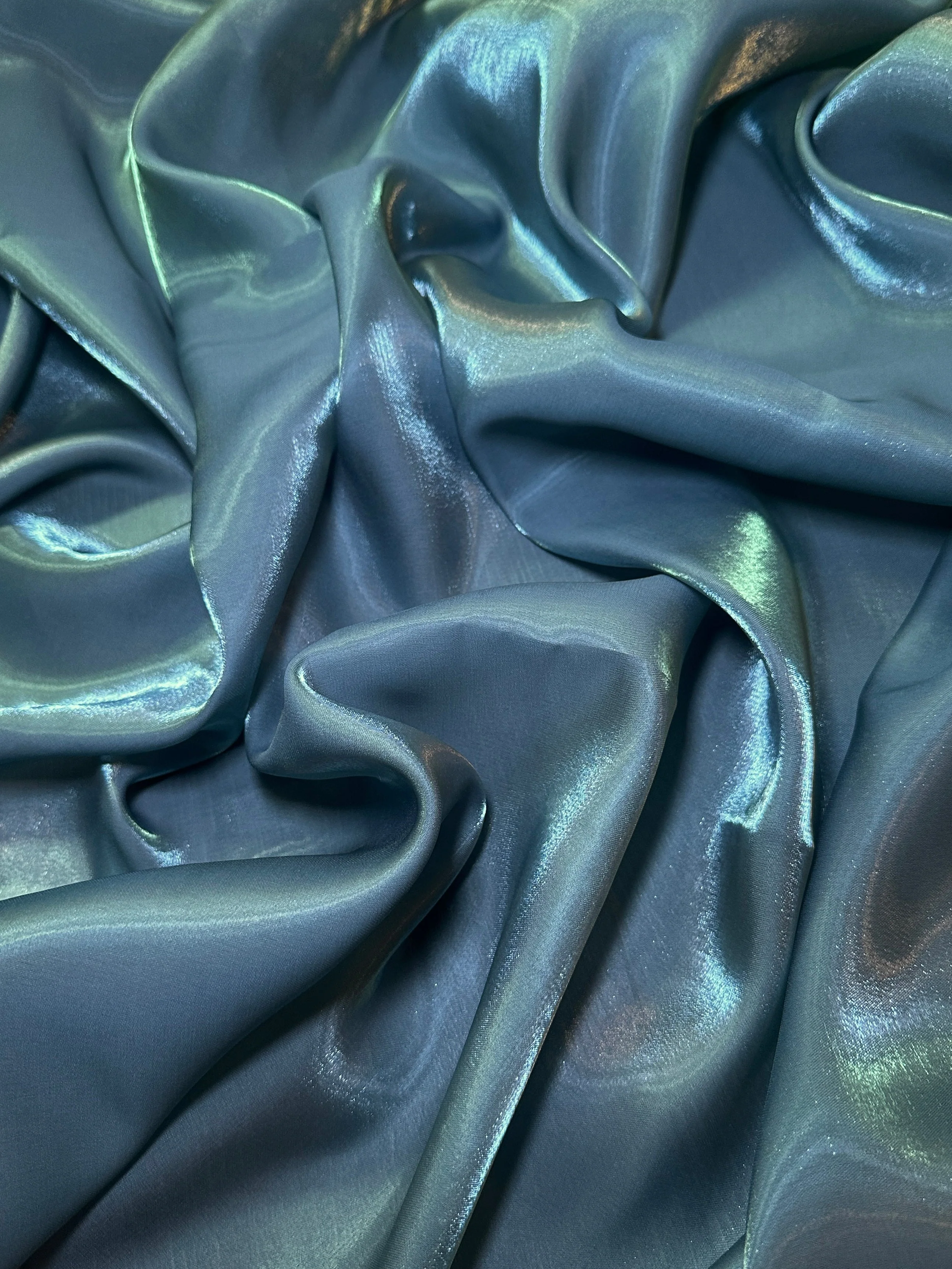 Denim Blue Water Liquid Shimmery Chiffon - Image 2