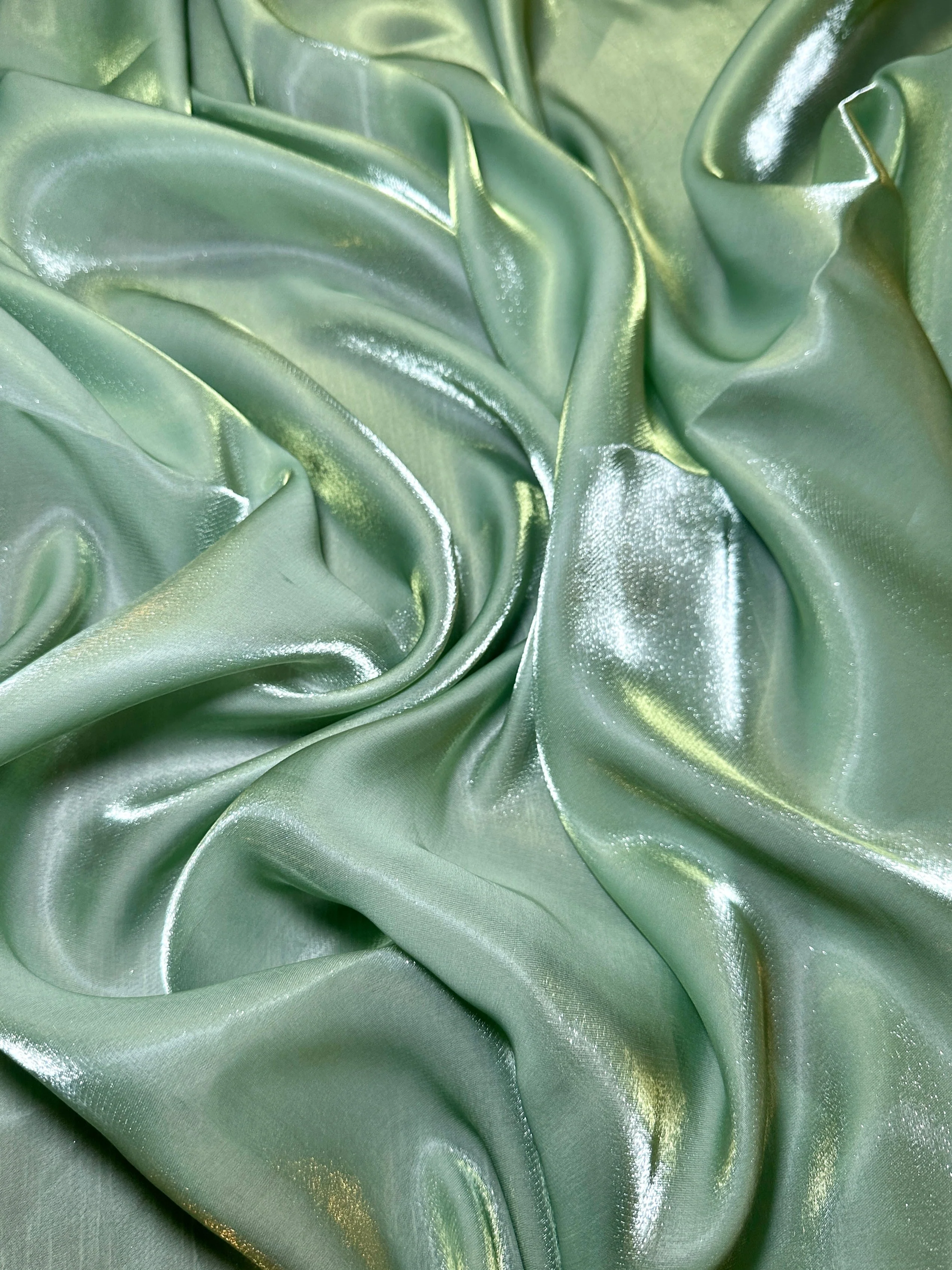 Sage Green Water Liquid Shimmery Chiffon