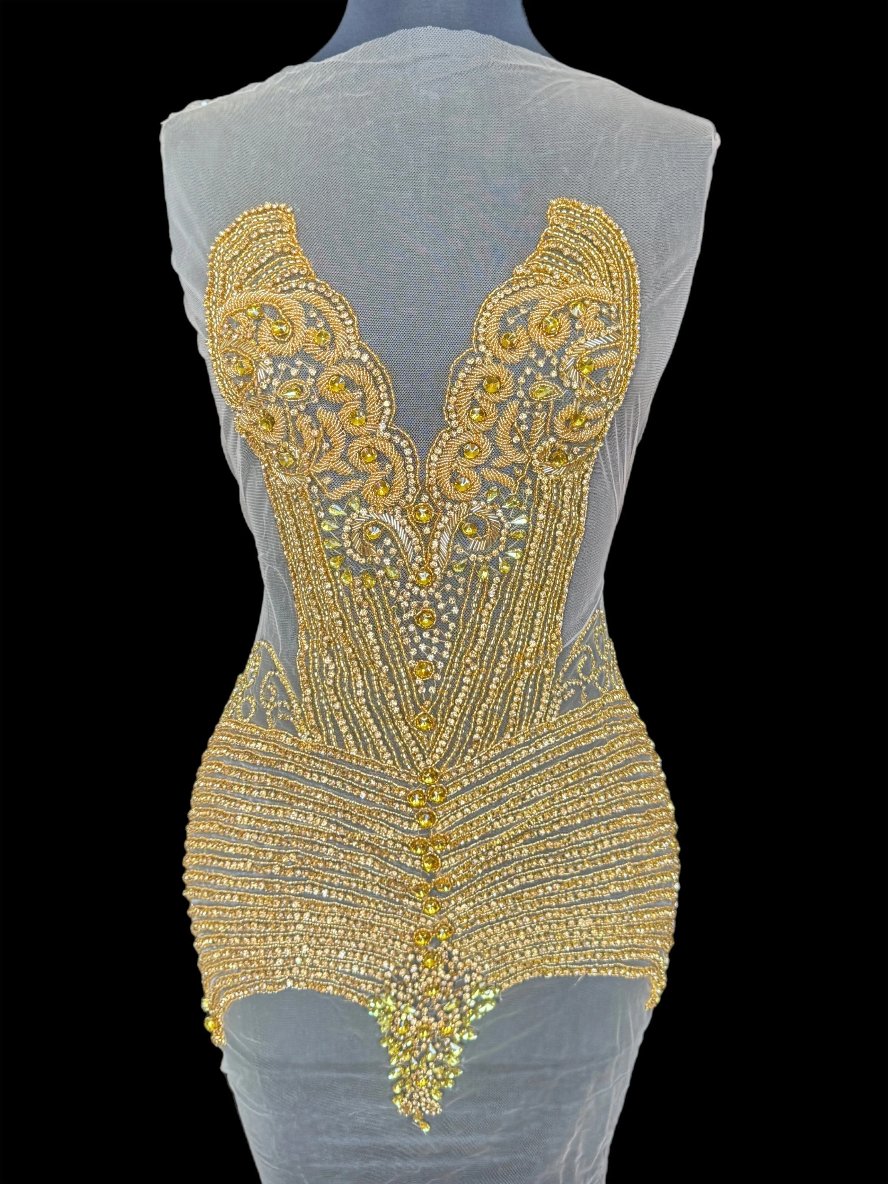 Lucy Gold Rhinestone Bodice Appliqué