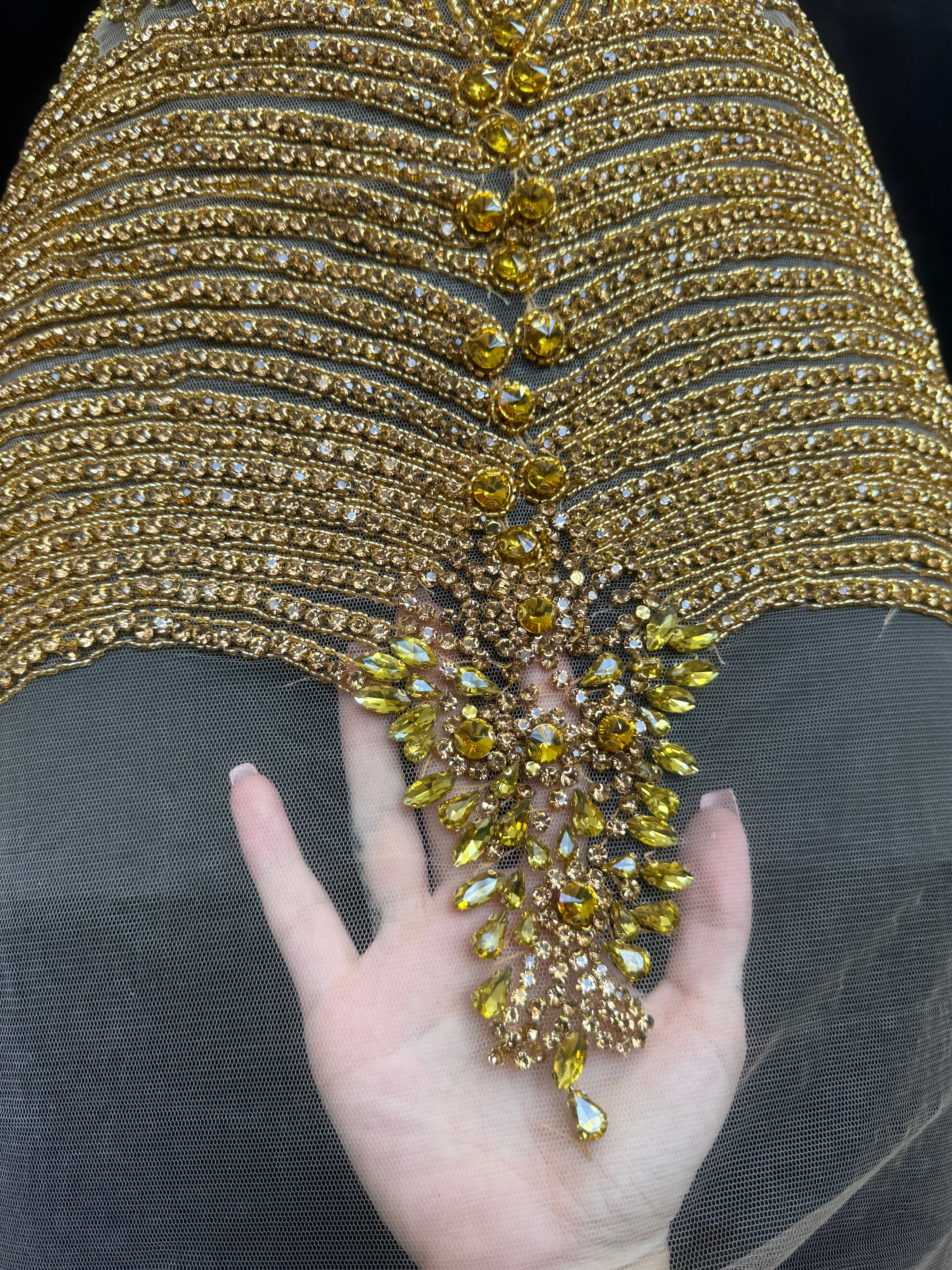 Lucy Gold Rhinestone Bodice Appliqué - Image 2